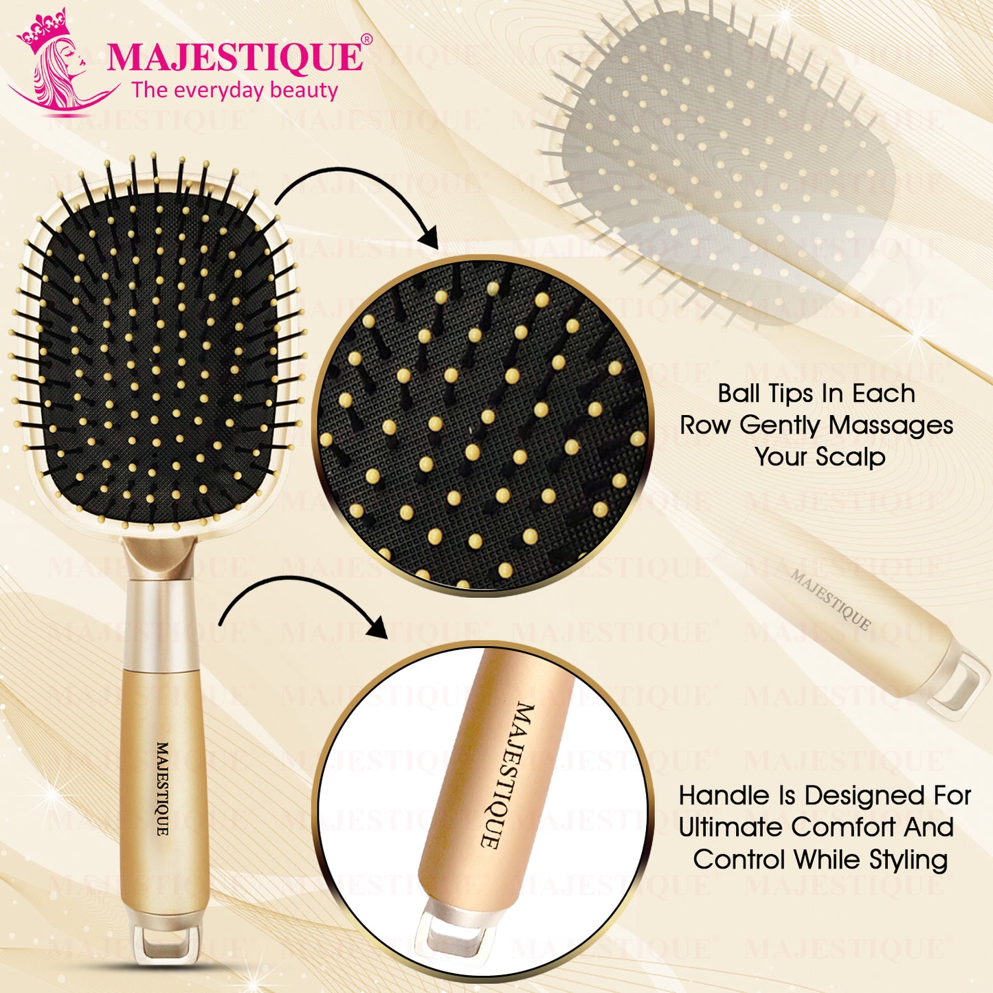 DETANGLING PADDLE HAIR BRUSH WITH HEADBAND (PACK OF 2) CMB563