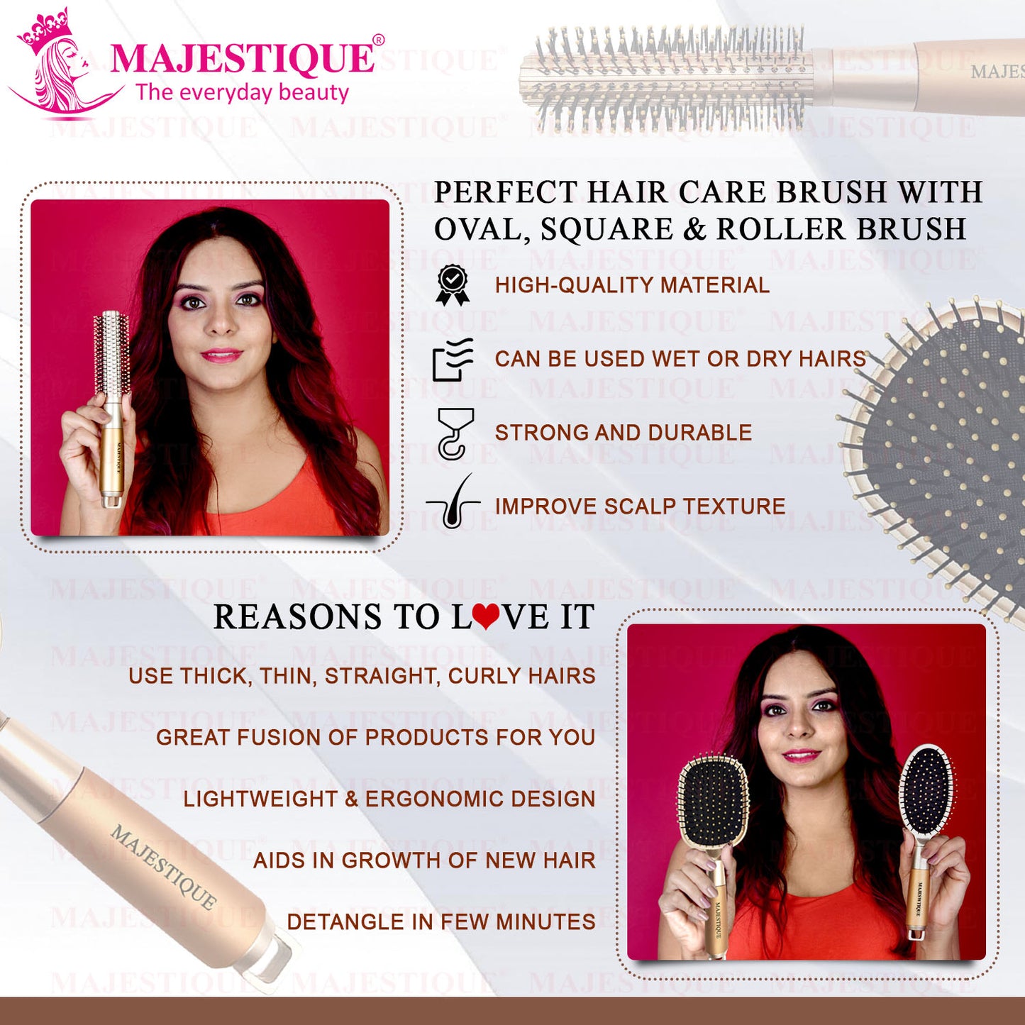 GOLDEN SERIES DETANGLING OVAL BRUSH (3 PC) HR171