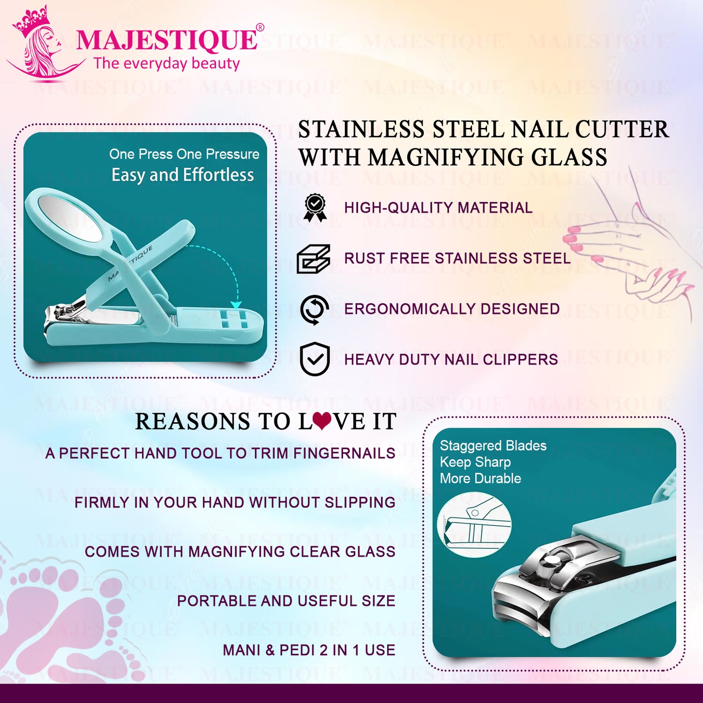 NAIL CLIPPER WITH MAGNIFYING GLASS  Multicolor FN343