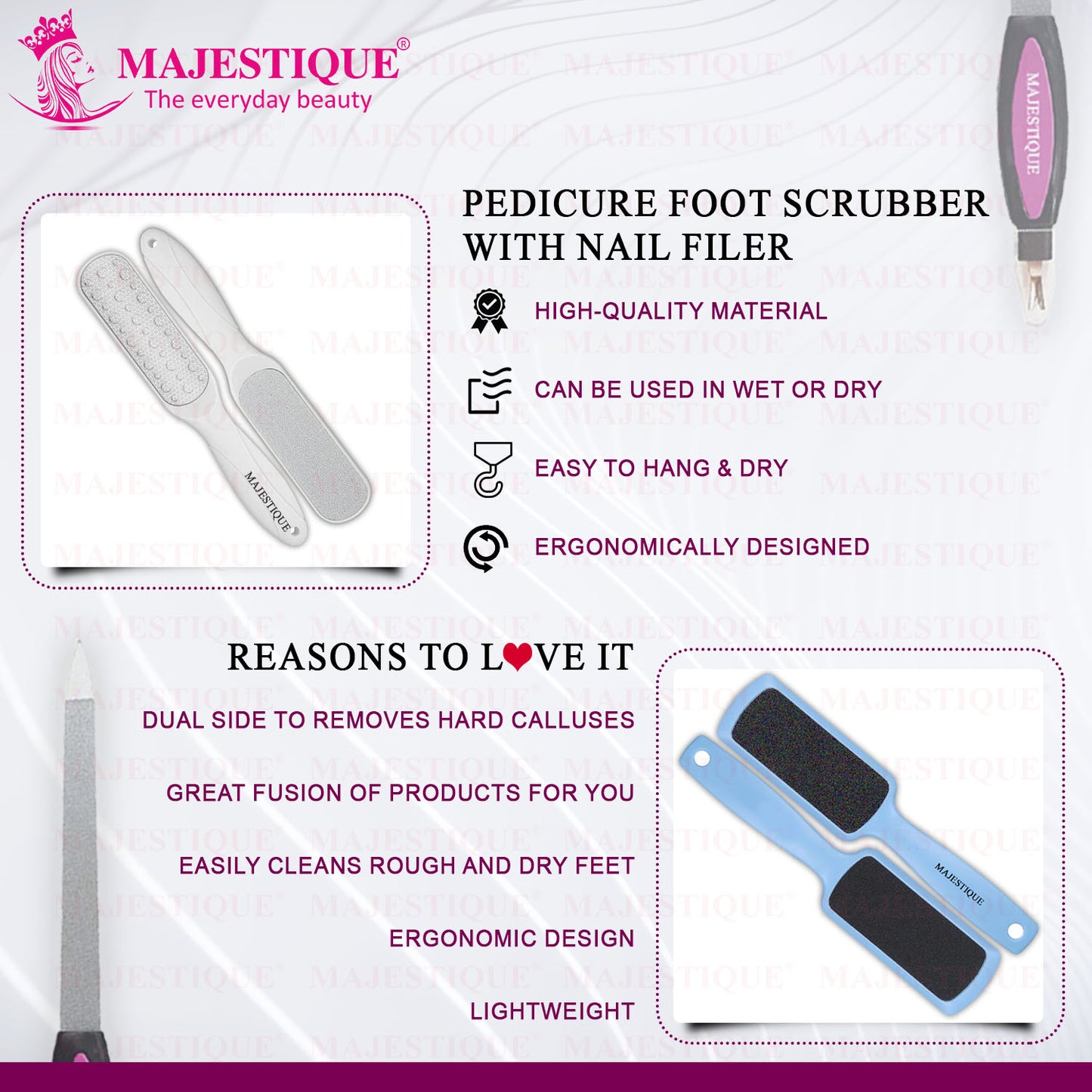 PREMIUM LARGE FOOT SCRUBBER &NAIL FILER (PACK OF 3) FN342