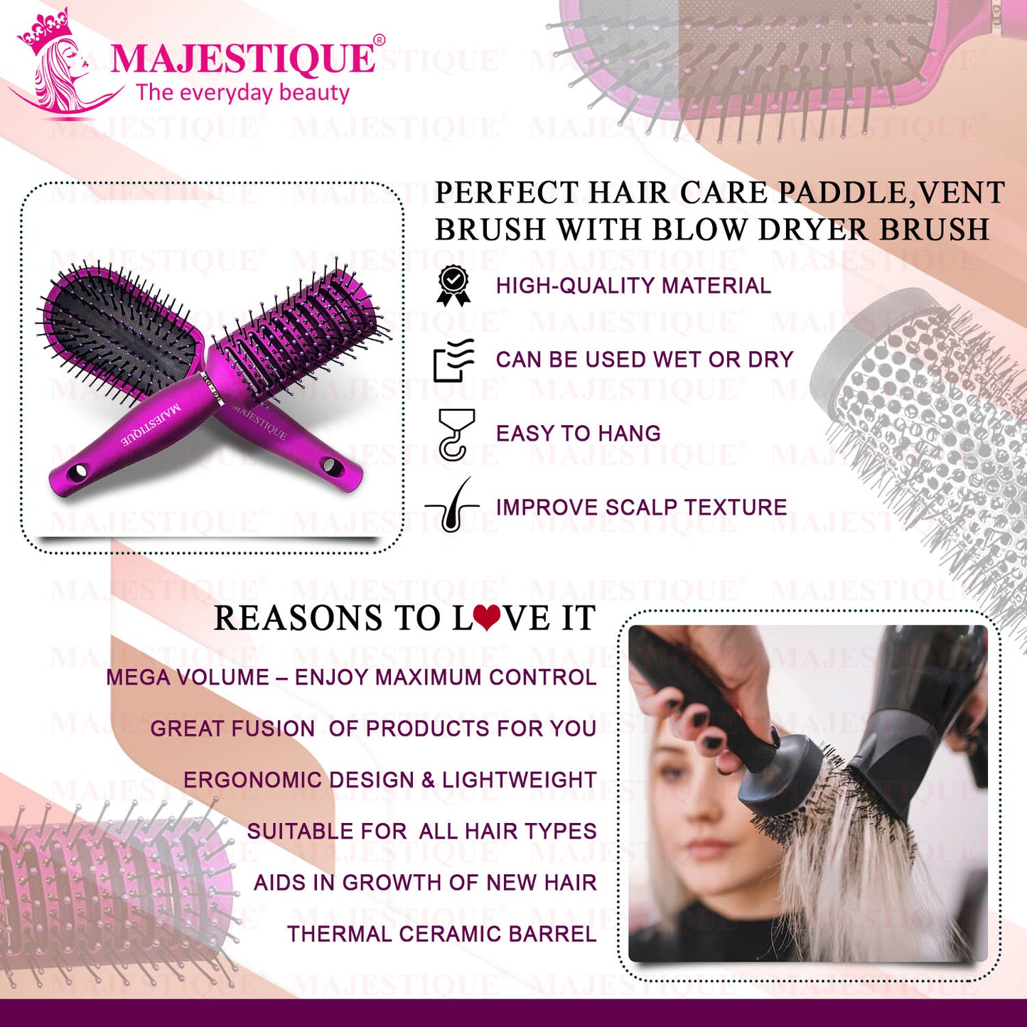 DETANGLING VENT AND BLOW DRY BRUSH (3 PC) HR170