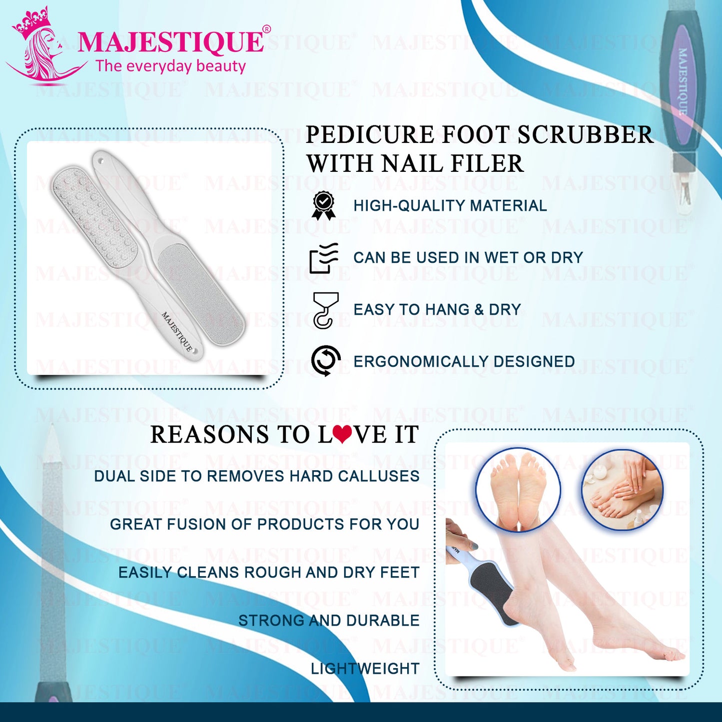 PREMIUM FOOT SCRUBBERS & NAIL FILER (PACK OF 3) Multicolor FN340