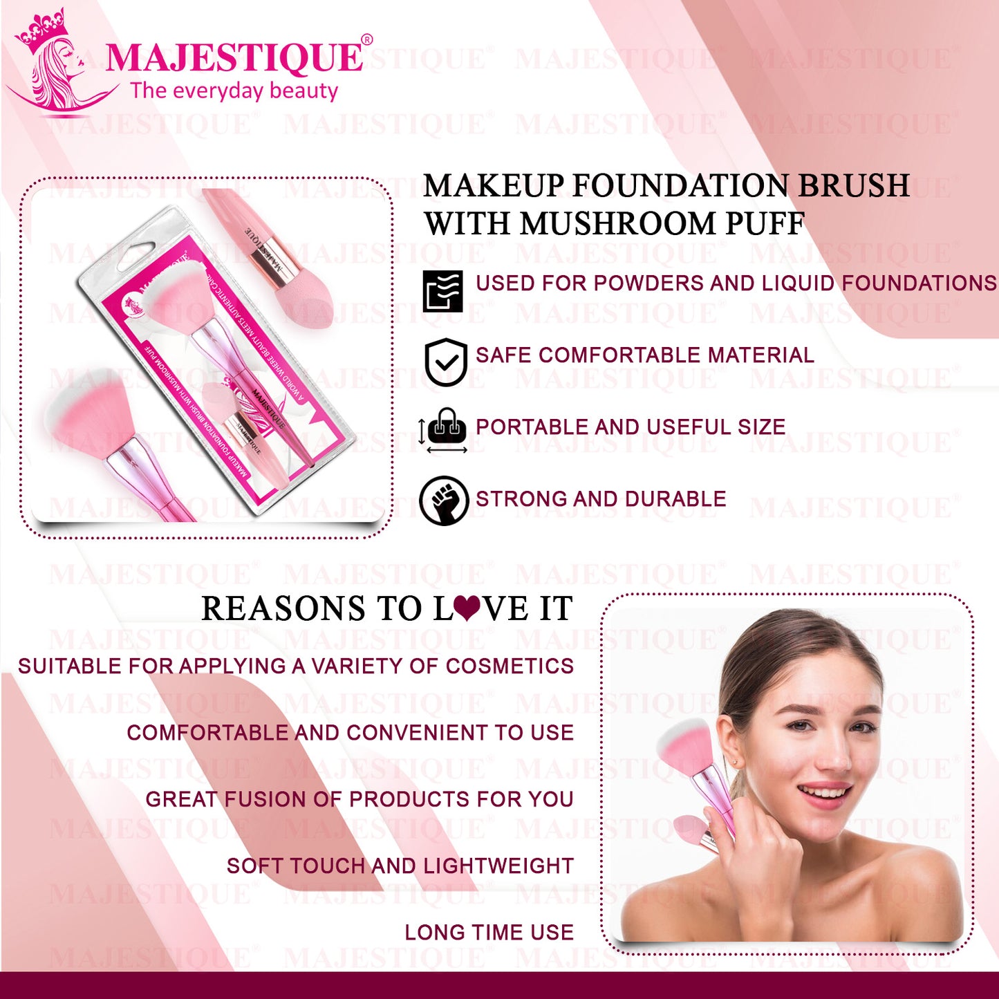 MAKEUP FOUNDATION BRUSH & MUSHROOM BLENDER (PACK OF 2) Multicolor CMB548