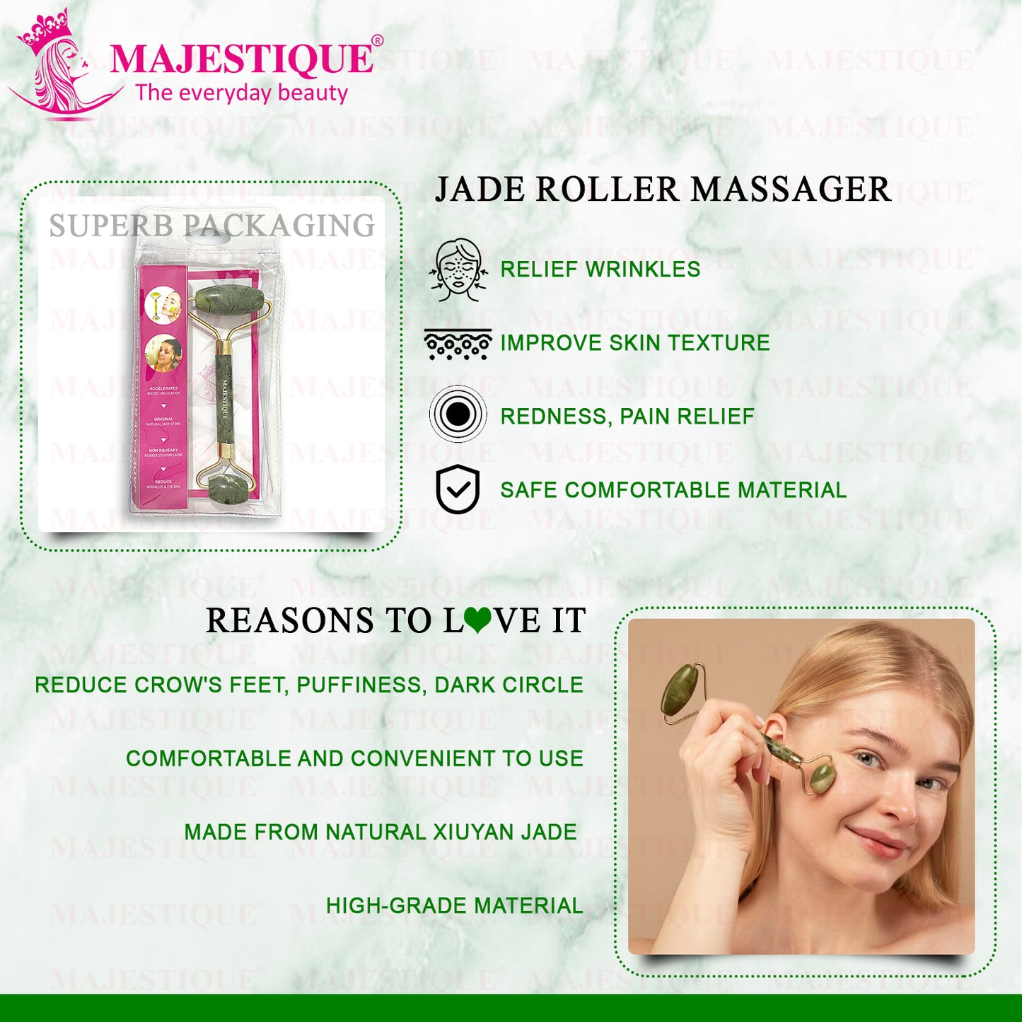 JADE FACE ROLLER & MASSAGER  FC72