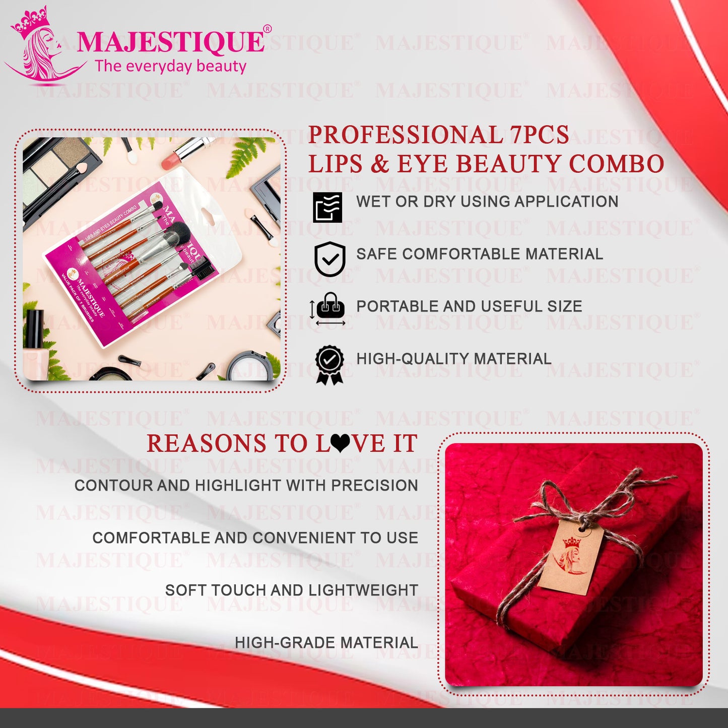 Majestique 7Pcs Makeup Brush Kit - Eyes And Lips Beautifier Brush Makeup Kit CMB520