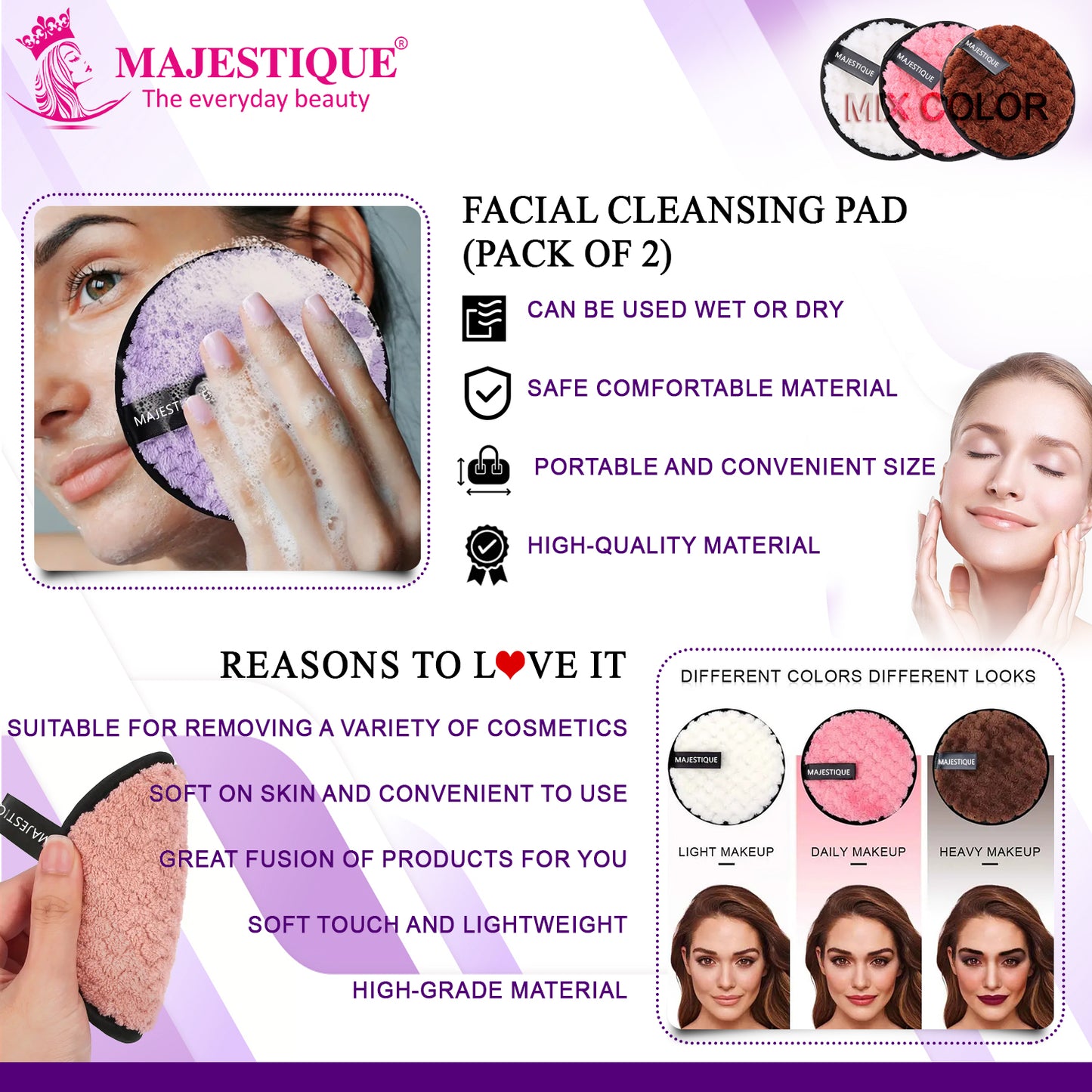 DUAL CLEANSING FACIAL PADS (2PCS) Multicolour FC127