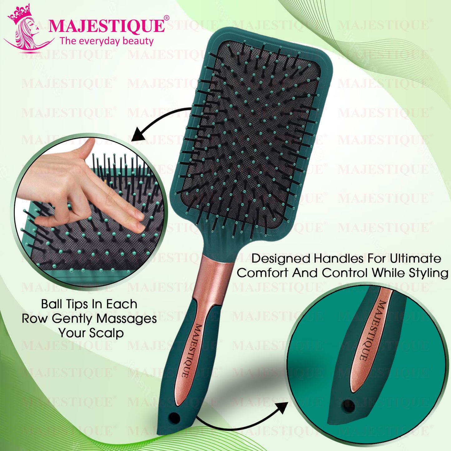 PADDLE GREEN VELVET PADDLE BRUSH HR148