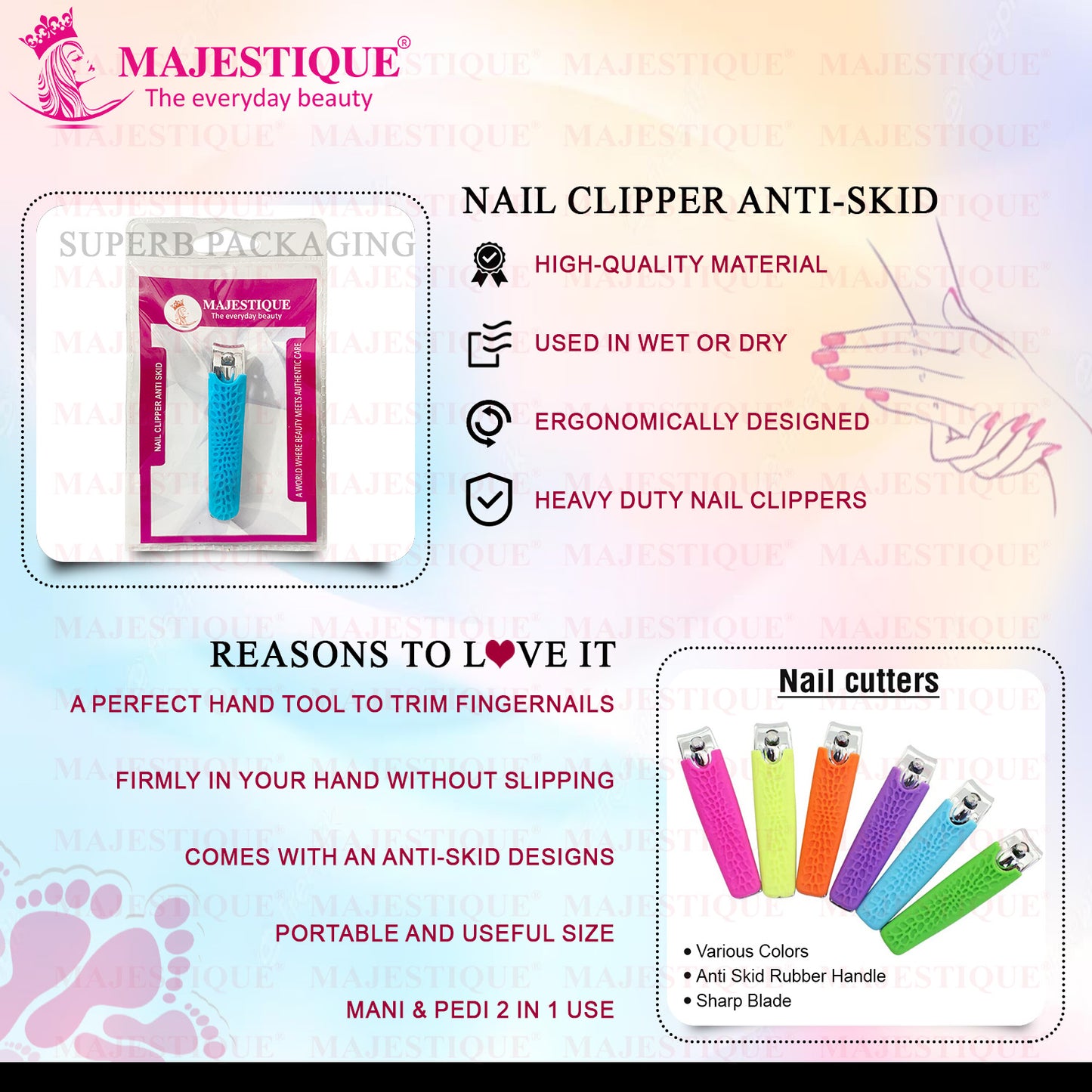 Nail Clipper Anti Skid (LARGE) Color May Vary FN310