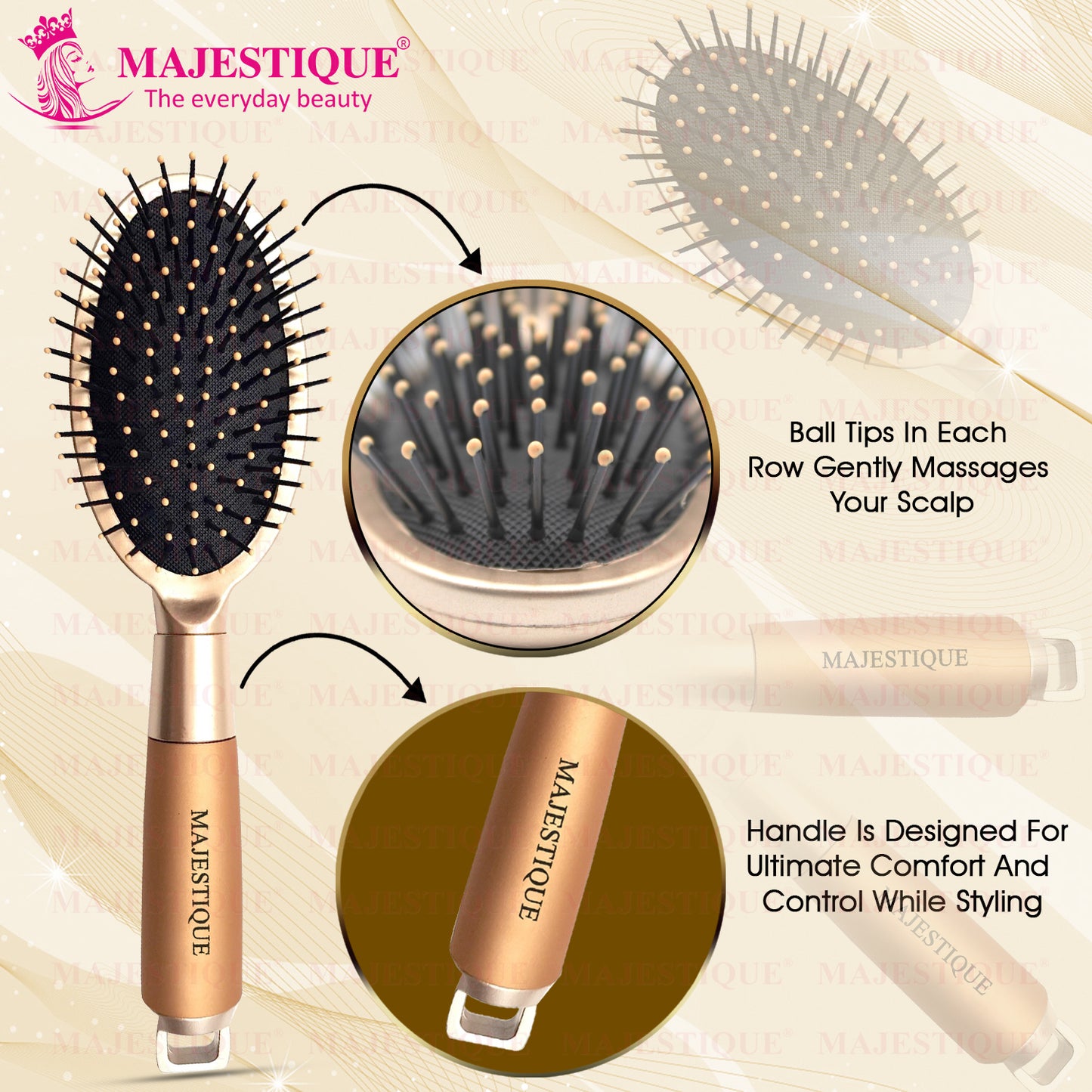 DETANGLING HAIR BRUSH WITH BANANA CLIPS (PACK OF 3) Multicolor CMB559