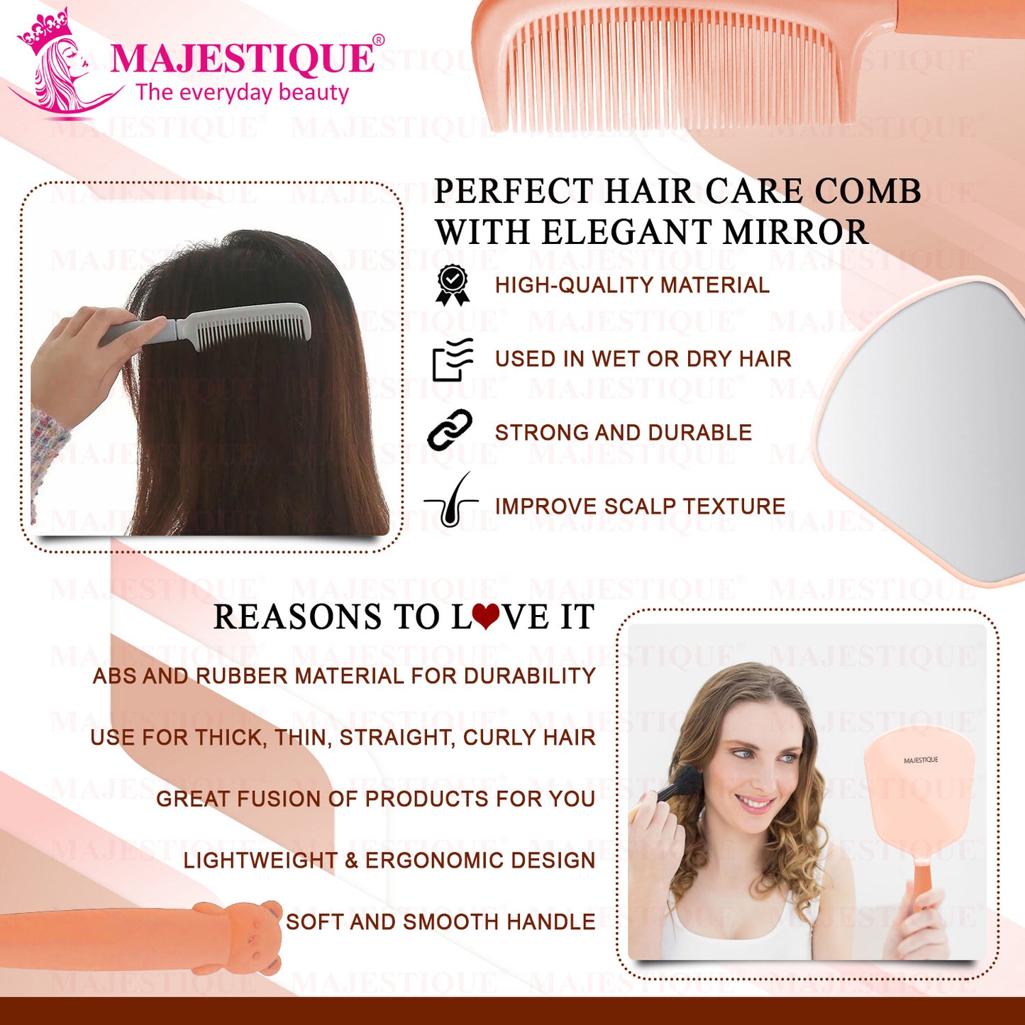 ELEGANT MIRROR AND COMB SET (PACK OF 2) Multicolor CMB556