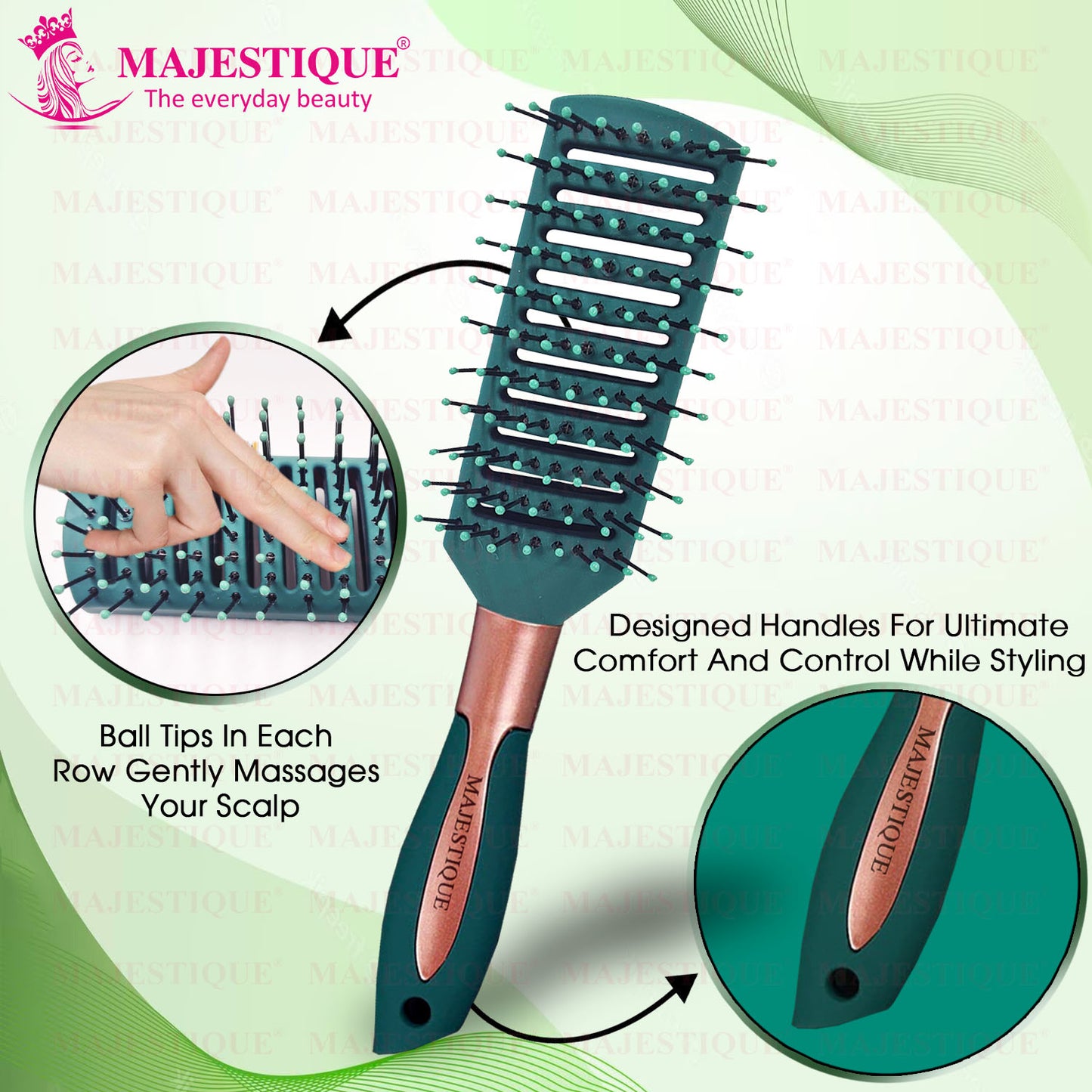 VENTED GREEN VELVET HAIR BRUSH HR146