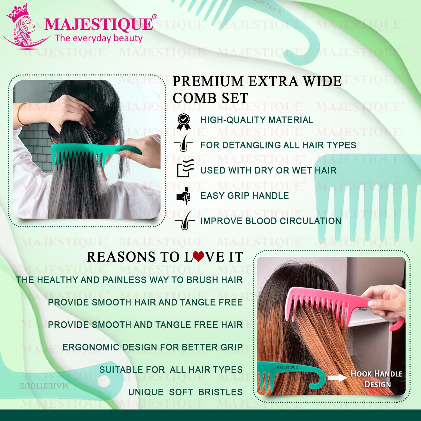 PREMIUM EXTRA WIDE COMB SET (2 PC) Multicolor HR163
