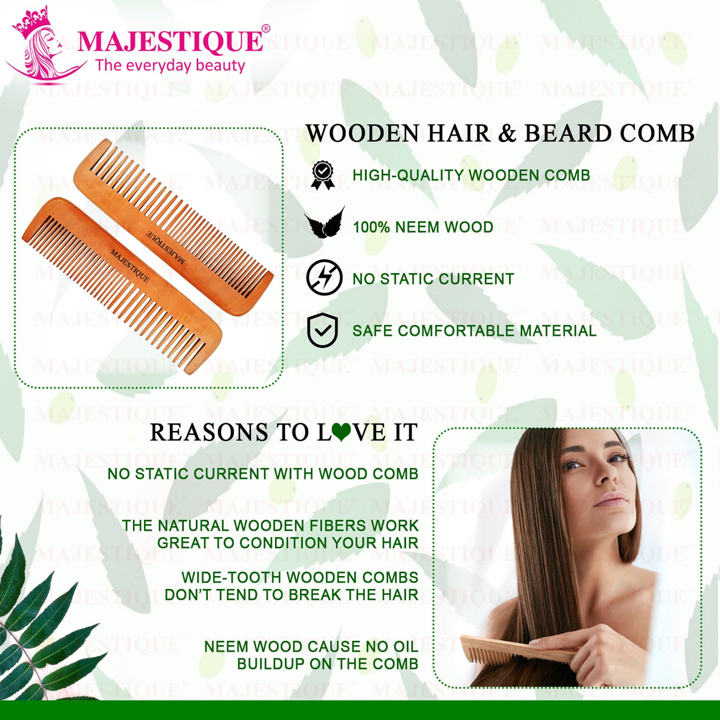 WOODEN HAIR & BEARD COMB HR139