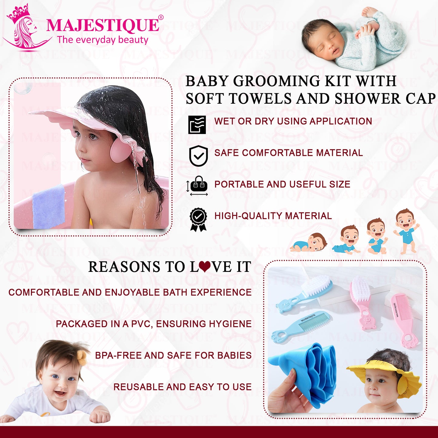 Buy Baby Shower Cap & Grooming Care Kit (Pack of 4)- CMB561