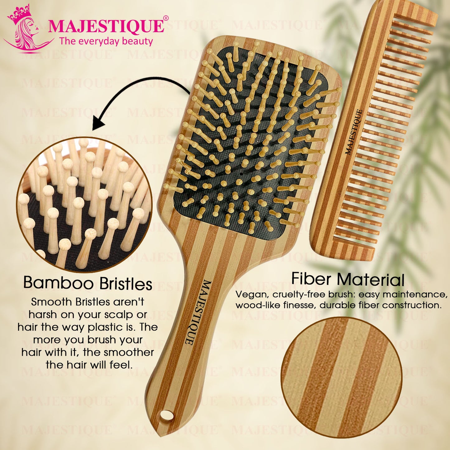 DETANGLING PADDLE HAIR BRUS &COMB (2 PC) HR166