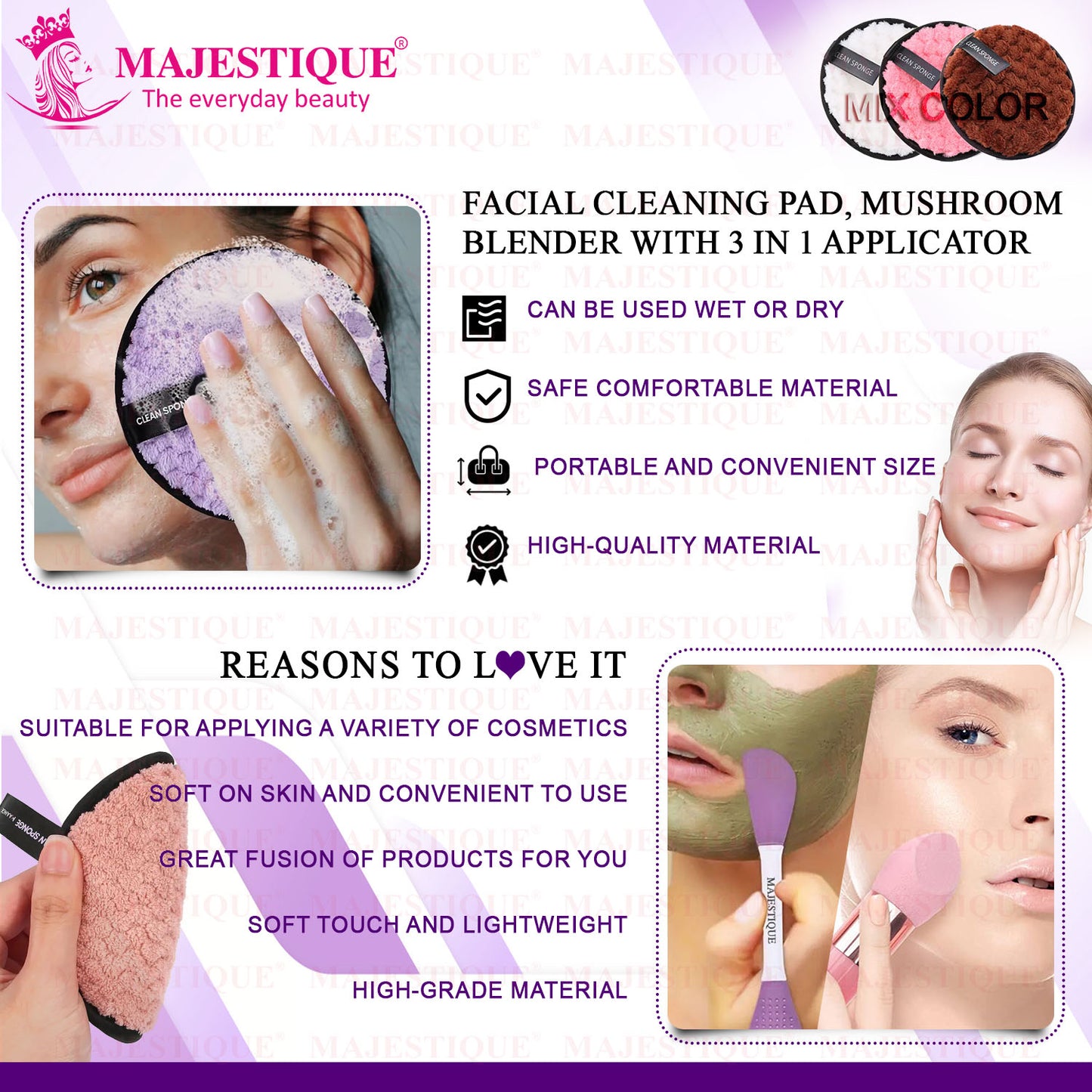 FACE CLEANSER & FACE SPONGE SET (PACK OF 3) CMB547