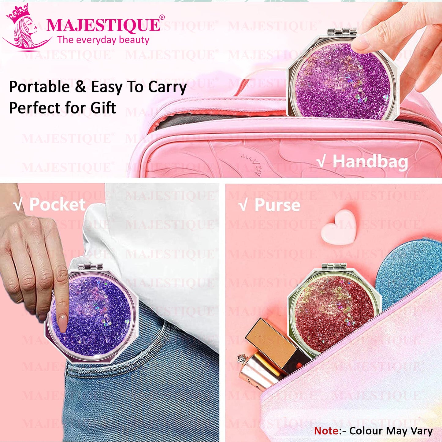 DUAL SIDE HEXAGLITTER POCKET MIRROR Multicolor FC99