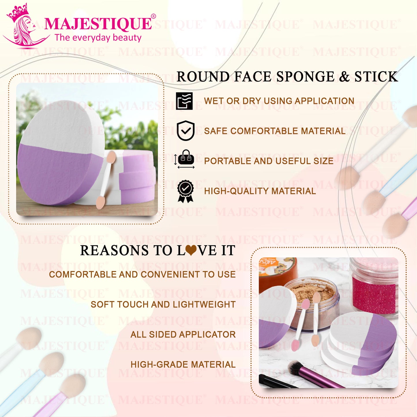 ROUND FLAT FACE Sponge WITH MAKEUP STICK FC8
