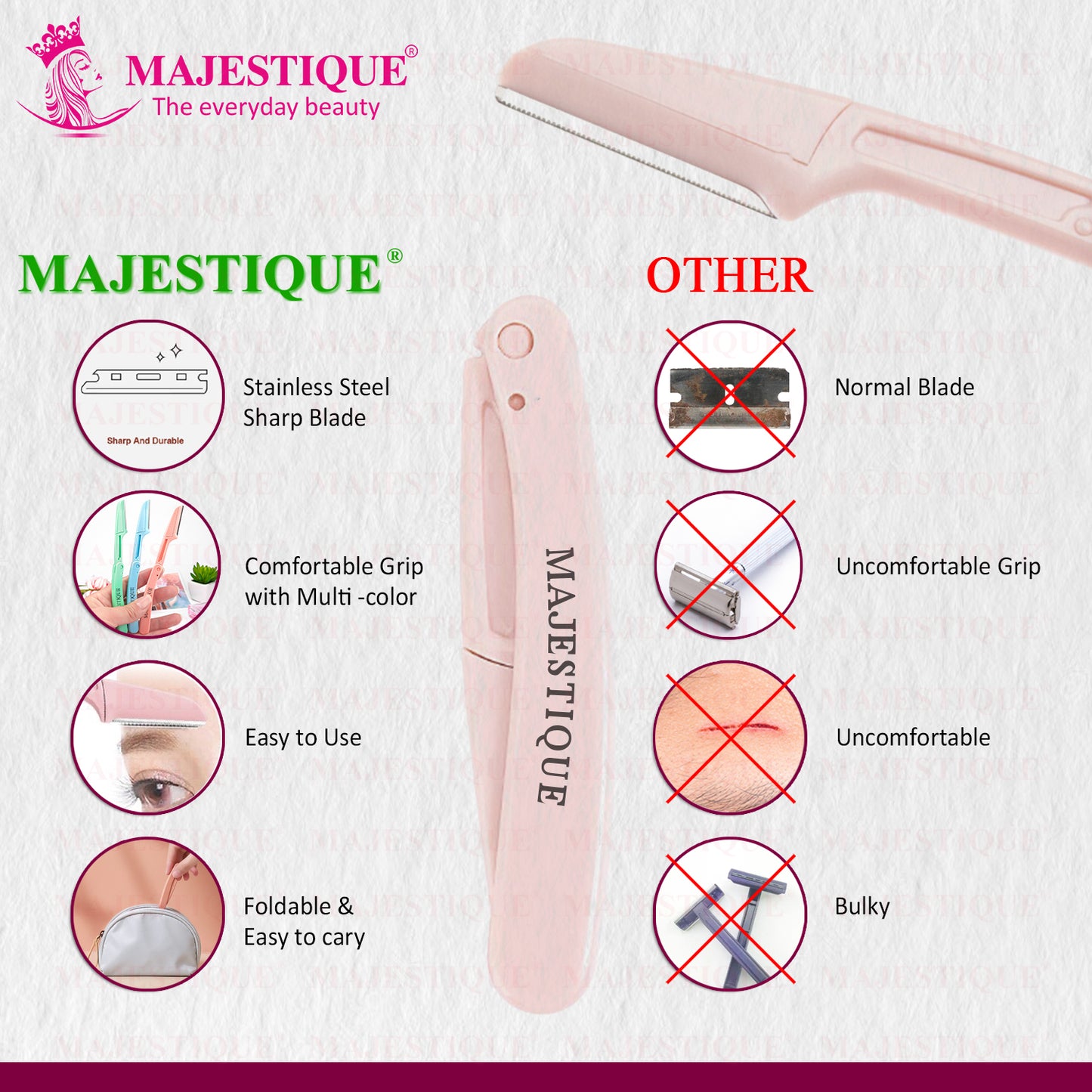 FOLDABLE AND REUSABLE FACIAL RAZOR Multicolor FC98
