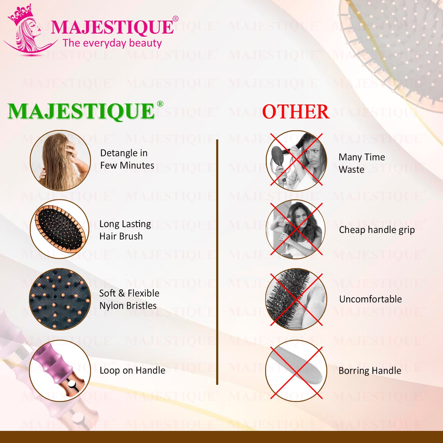 PREMIUM OVAL HAIR BRUSH WITH COMB (2 PC) HR181