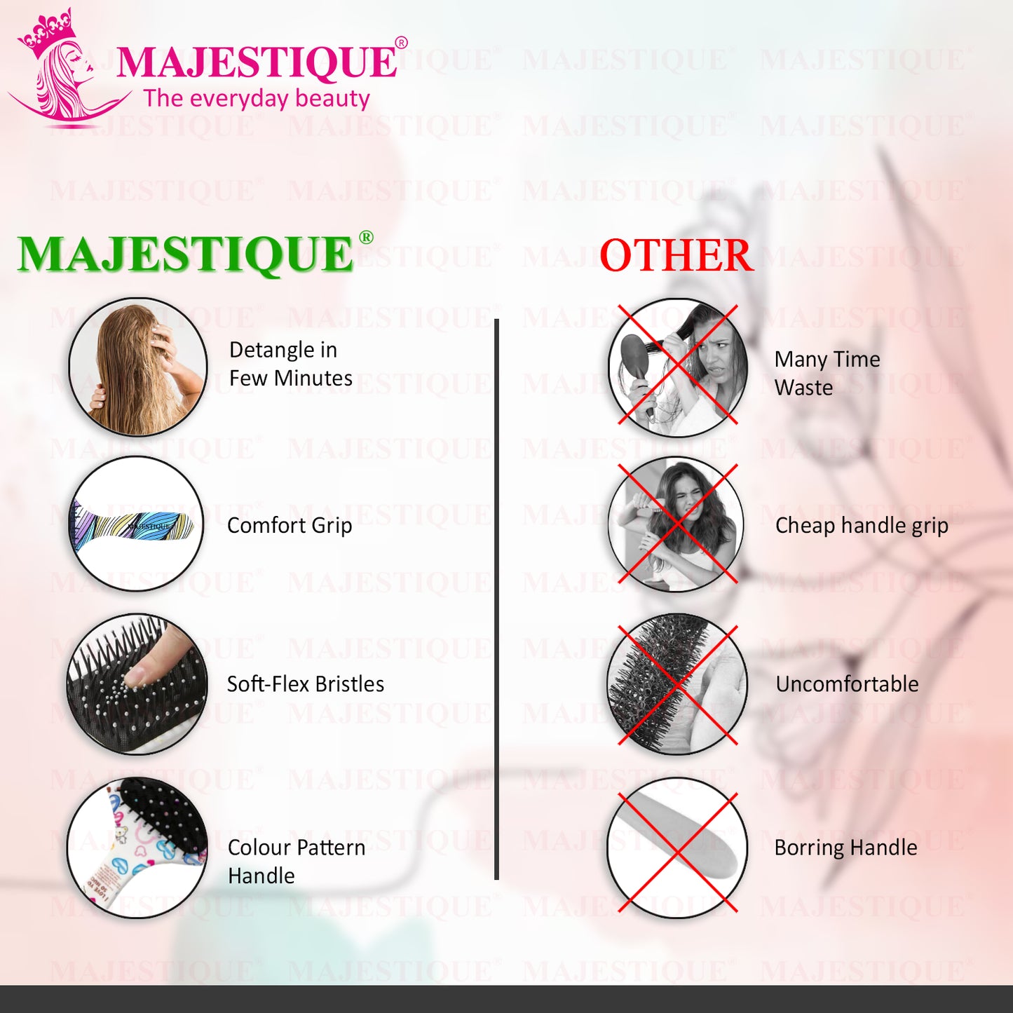 DETANGLER PADDLE HAIR BRUSH Color May Vary HR119