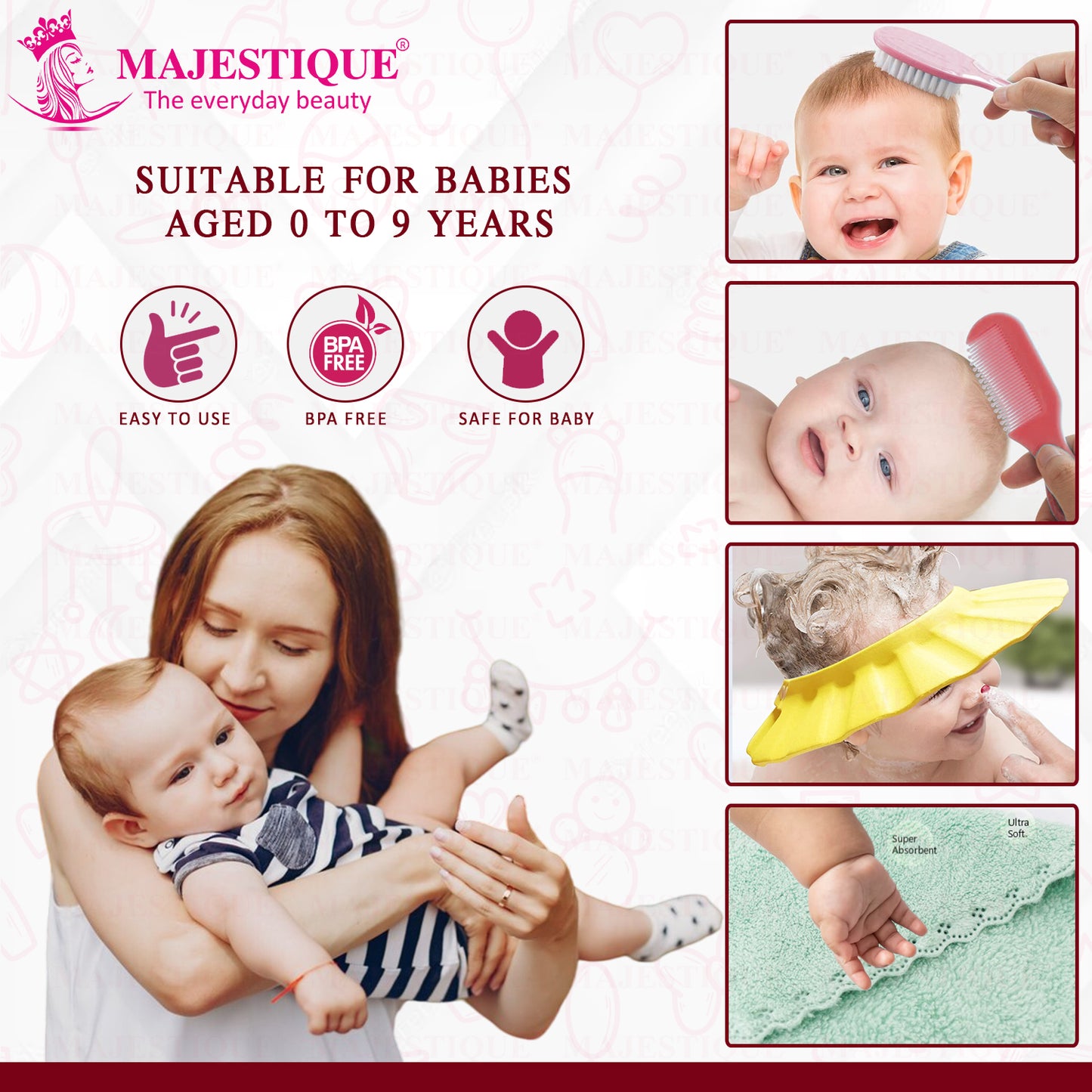 Buy Baby Shower Cap & Grooming Care Kit (Pack of 4)- CMB561
