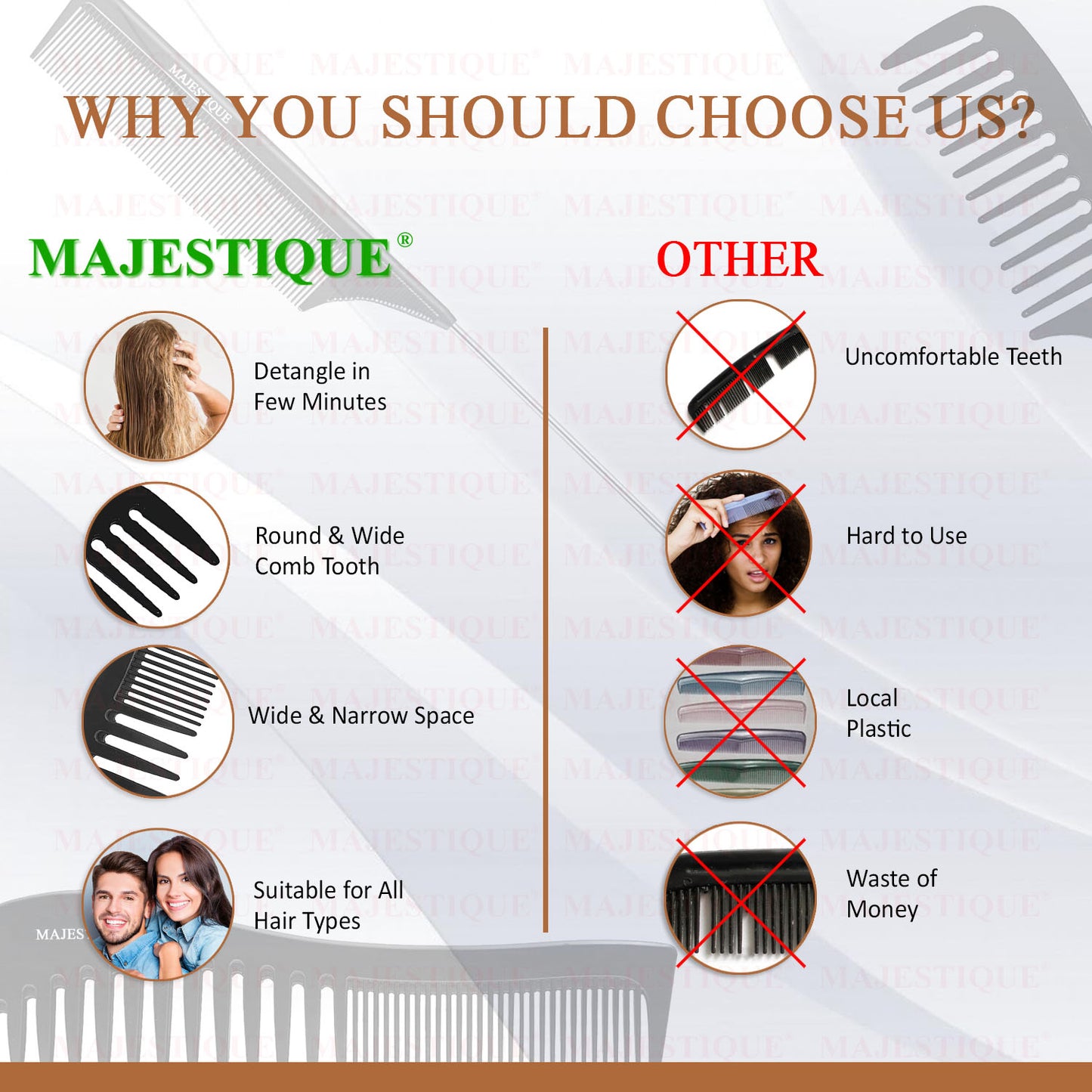 HAIR GROOMING COMBS(VALUE PACK OF 3) HR167