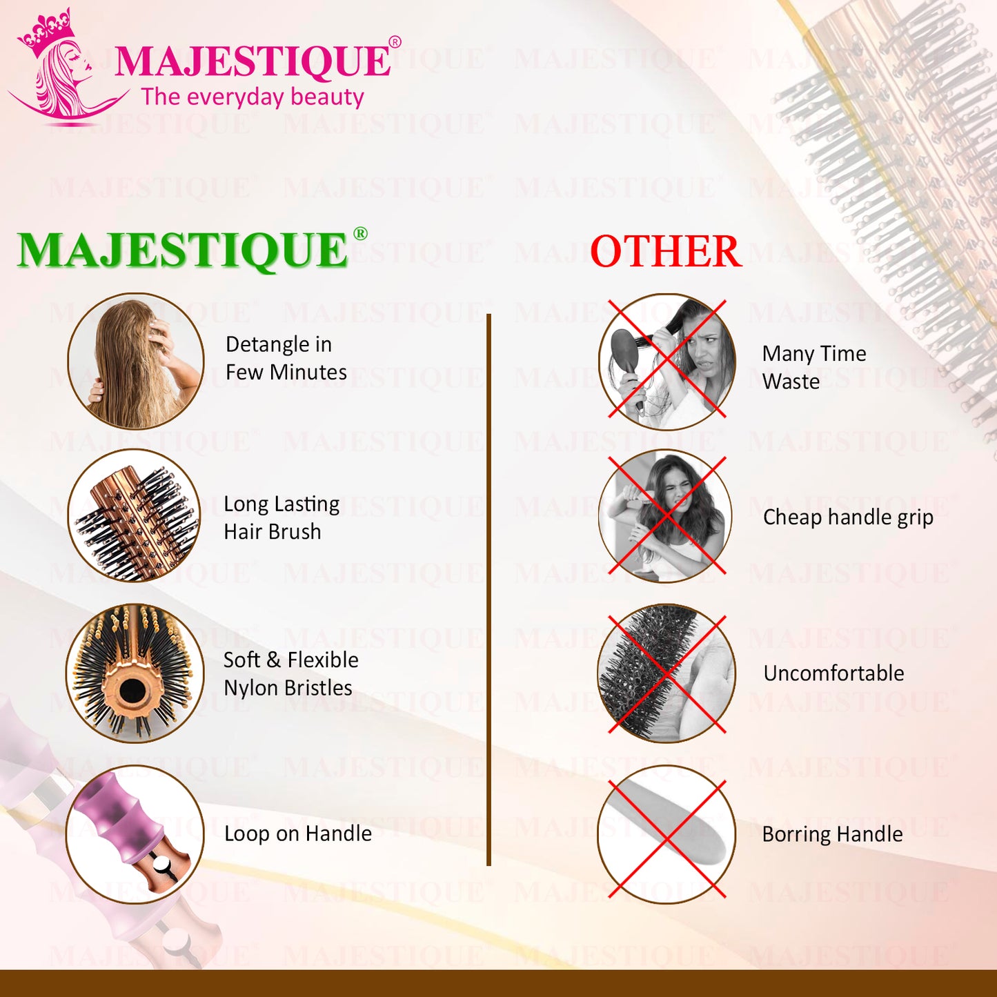 PREMIUM ROUND HAIR BRUSH WITH COMB (2 PC) HR183