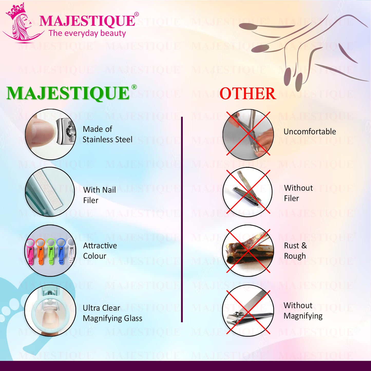 NAIL CLIPPER WITH MAGNIFYING GLASS  Multicolor FN343