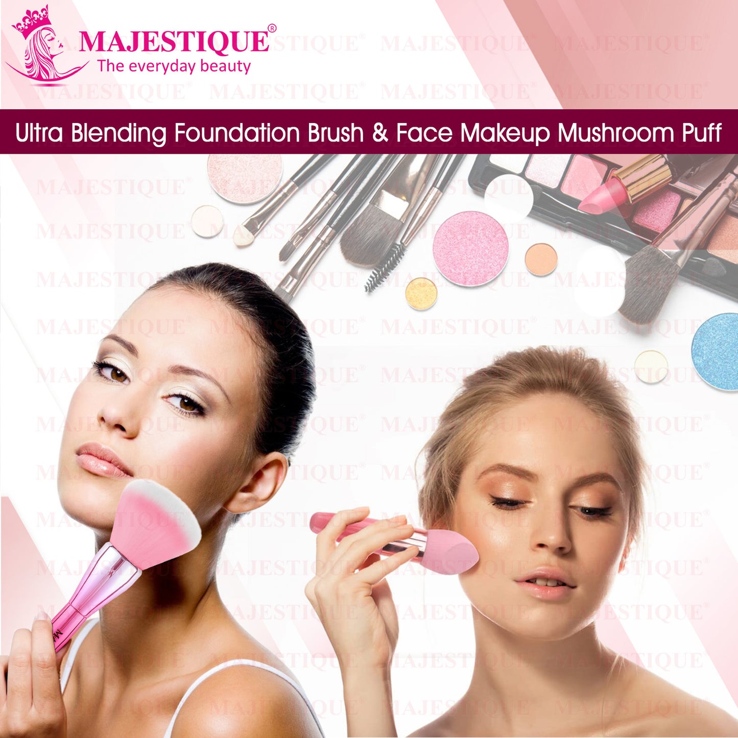 MAKEUP FOUNDATION BRUSH & MUSHROOM BLENDER (PACK OF 2) Multicolor CMB548