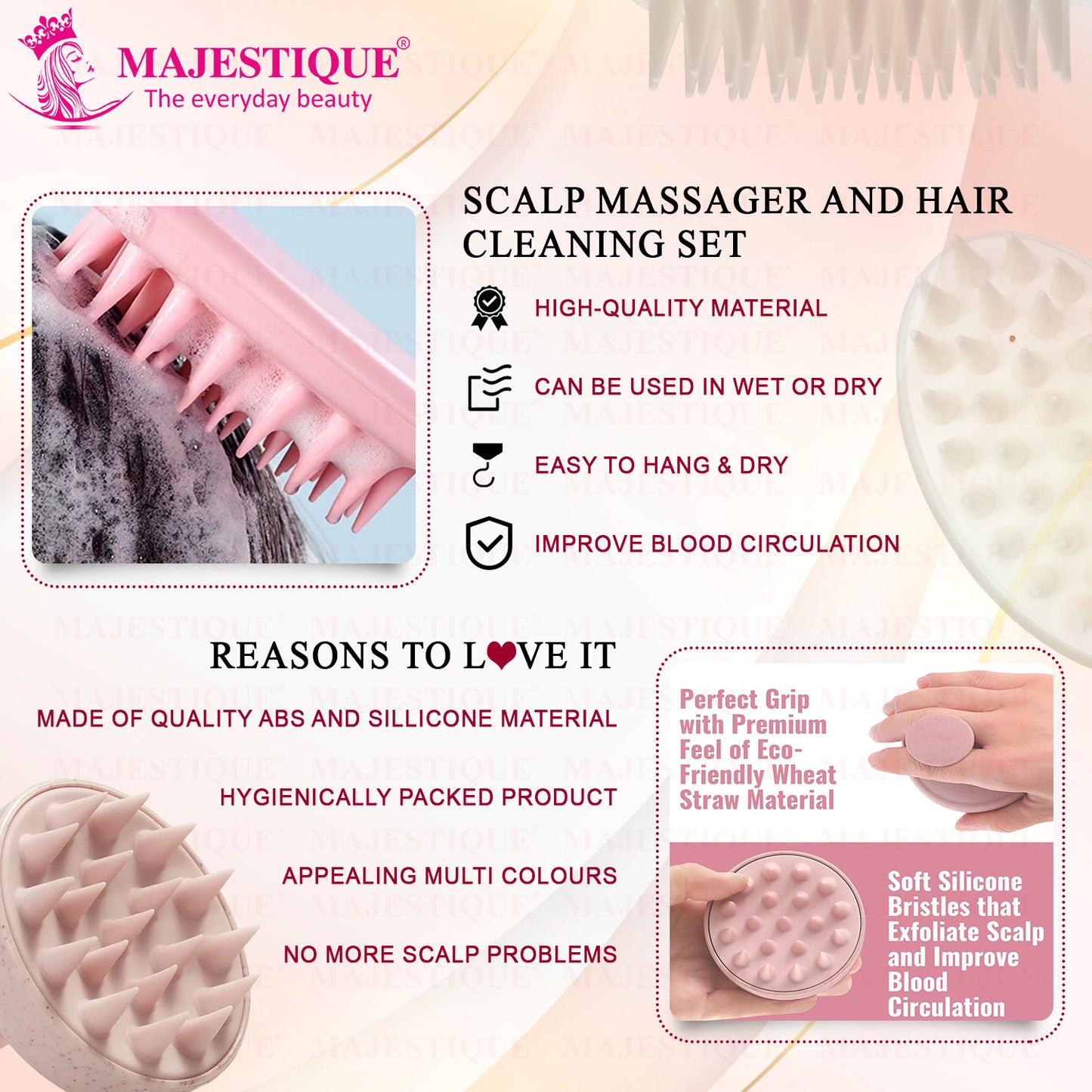 CLEANSING HAIR BRUSH & SCALP MASSAGER (PACK OF 2) BA216