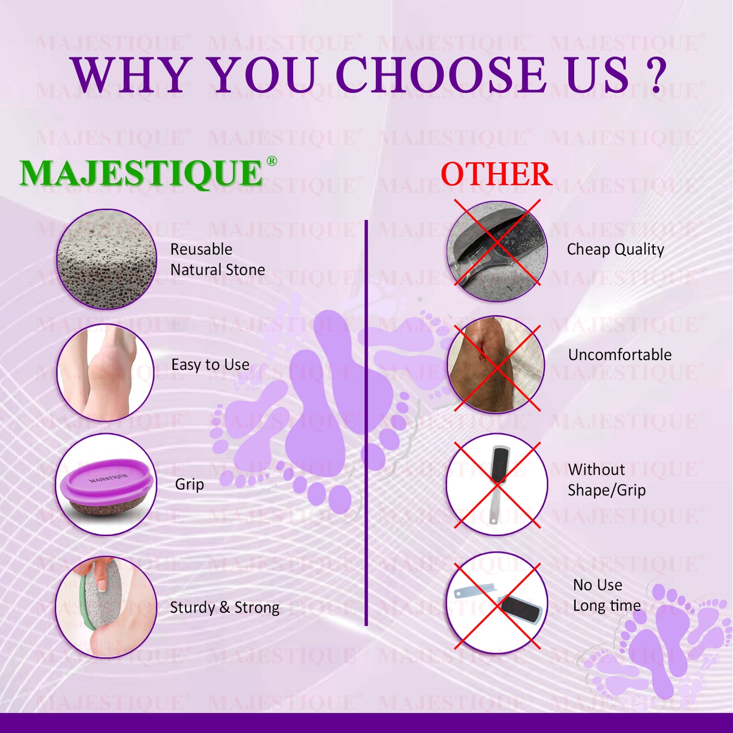 Majestique Easy Grip Pumice Stone - Color May Vary FN307
