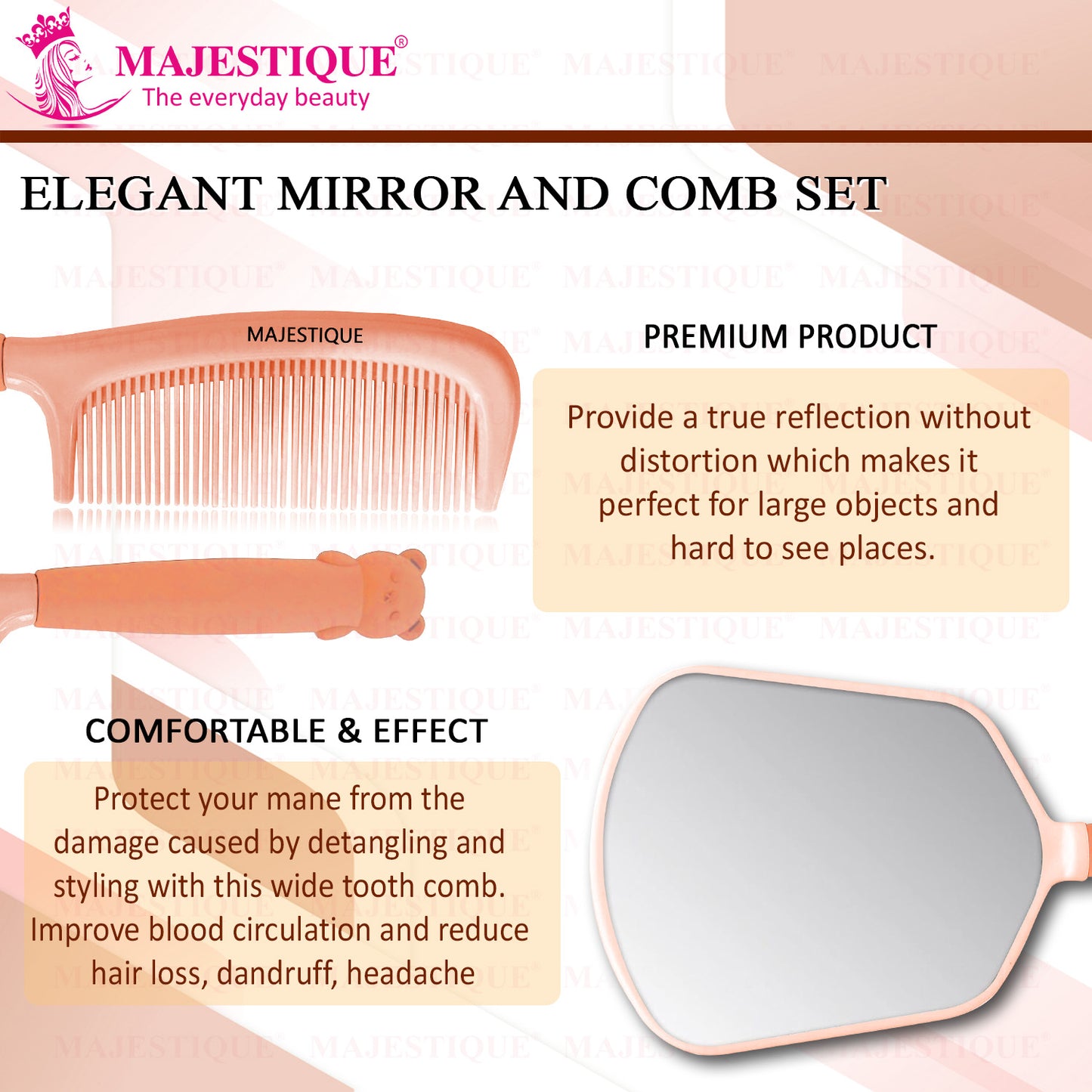 ELEGANT MIRROR AND COMB SET (PACK OF 2) Multicolor CMB556