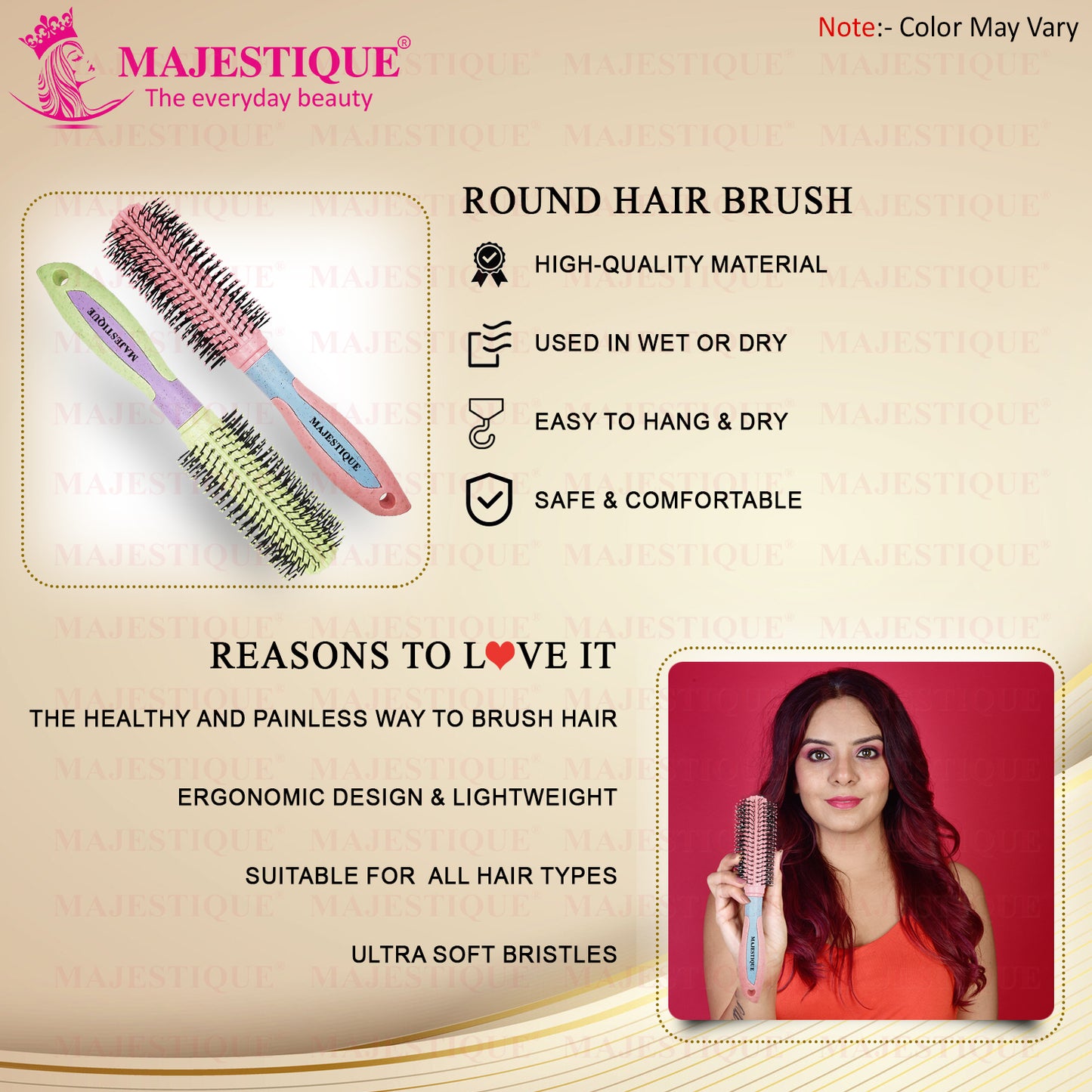 HAIR ROUND ROLLER BRUSH  Color May Vary HR125