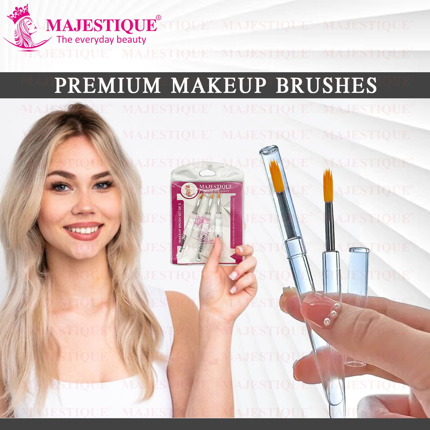 Majestique Makeup Brush Set - Liner Kit 3 Pcs - Color May Vary-CMB525