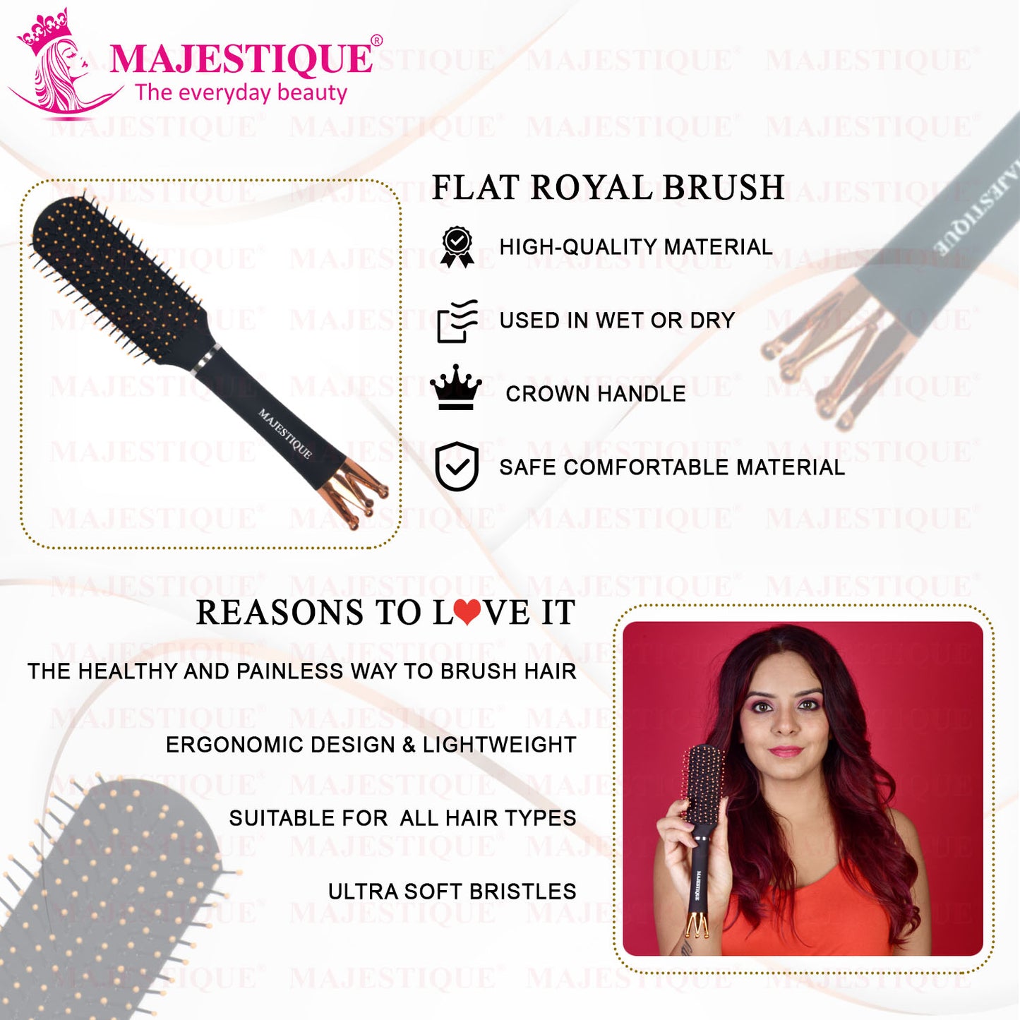 Flat Royal Black Vent Brush Hr154