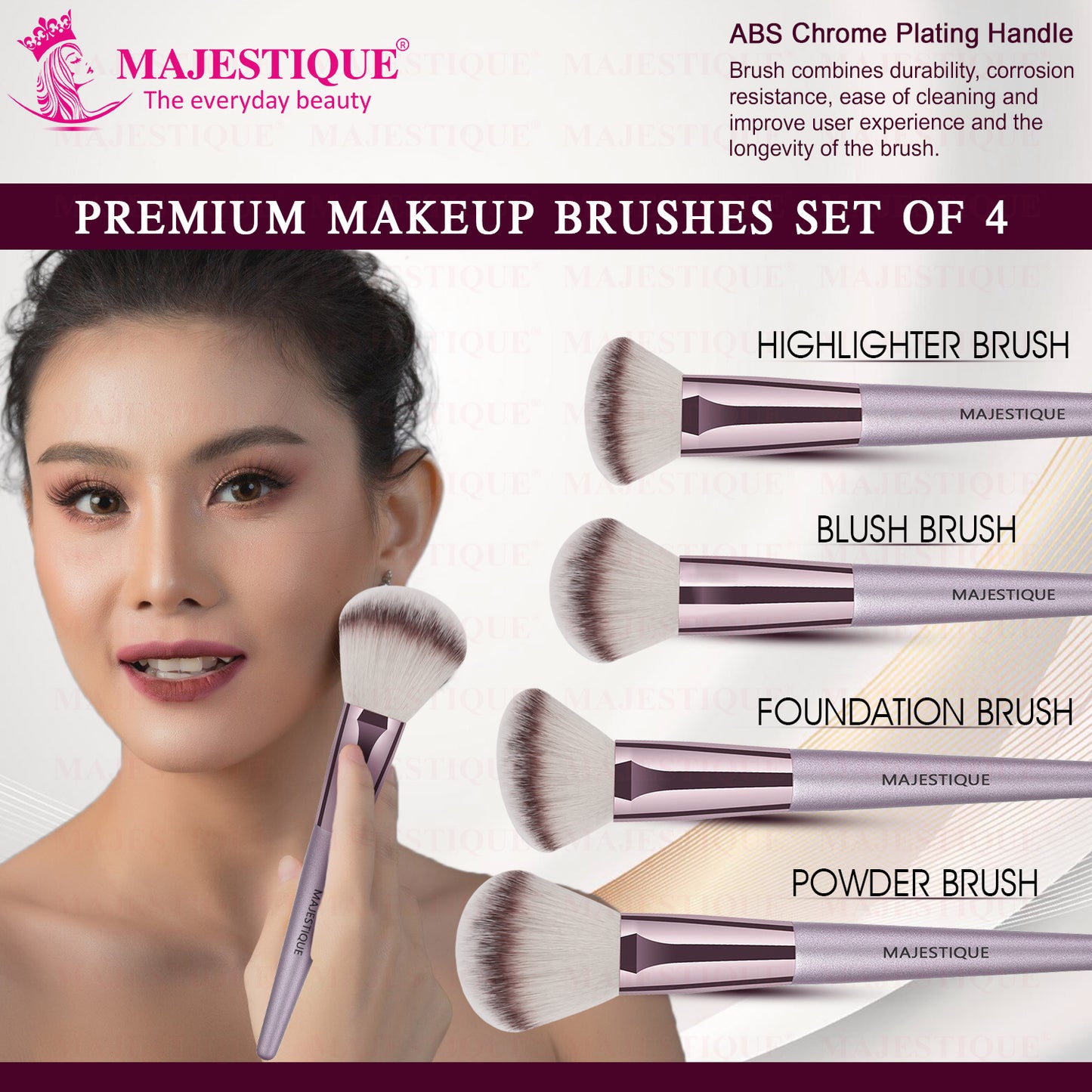 PROFESSIONAL PREMIUM MAKEUP BRUSH SET (4 PCS) Rose Gold FC126