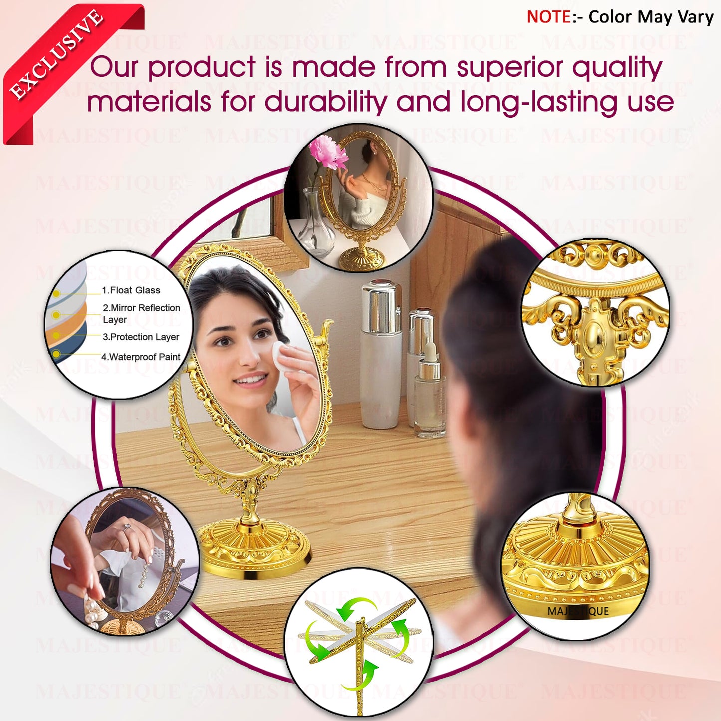 GOLDEN TABLETOP COSMETIC MIRROR FC115
