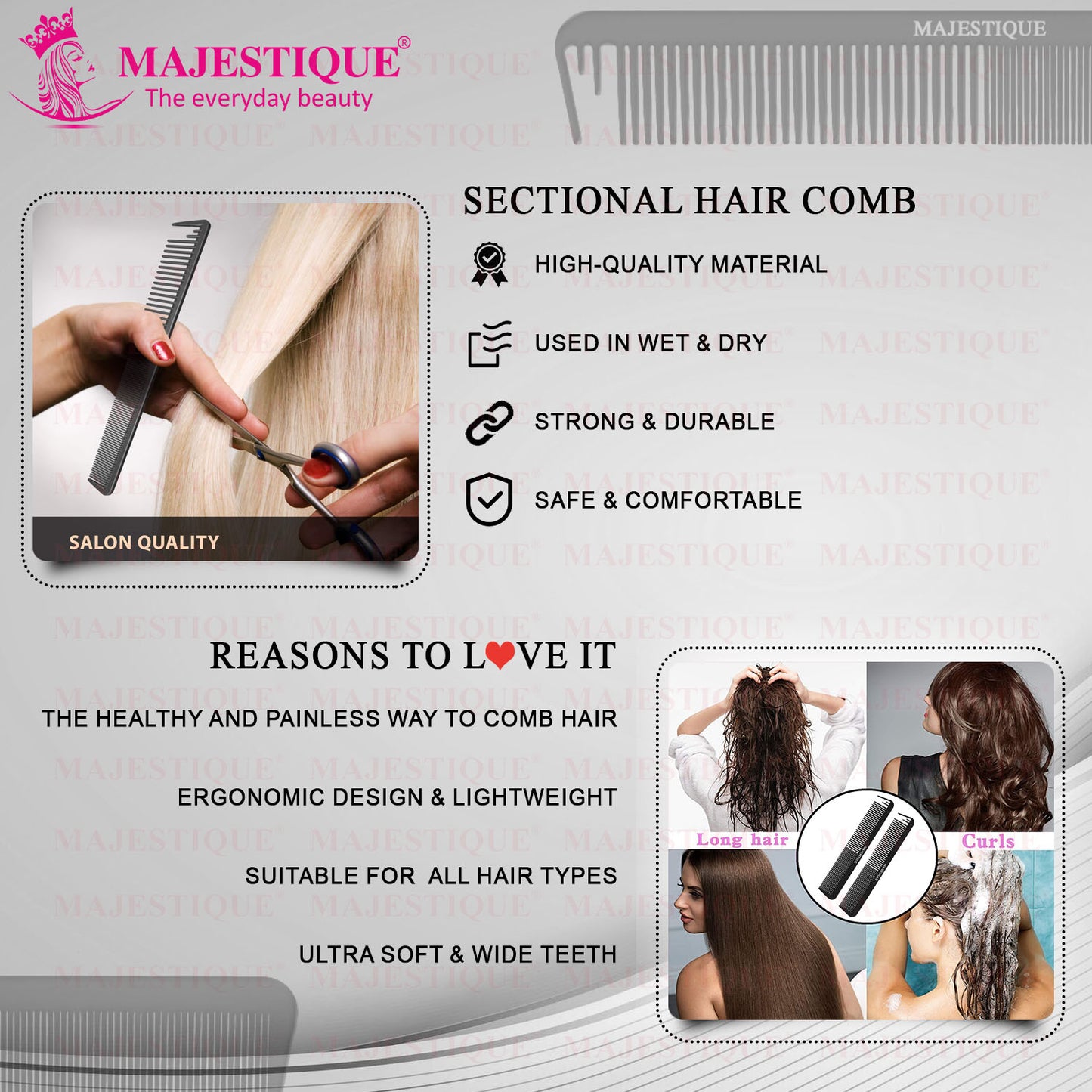 HAIR COMB WITH SECTIONAL HR123