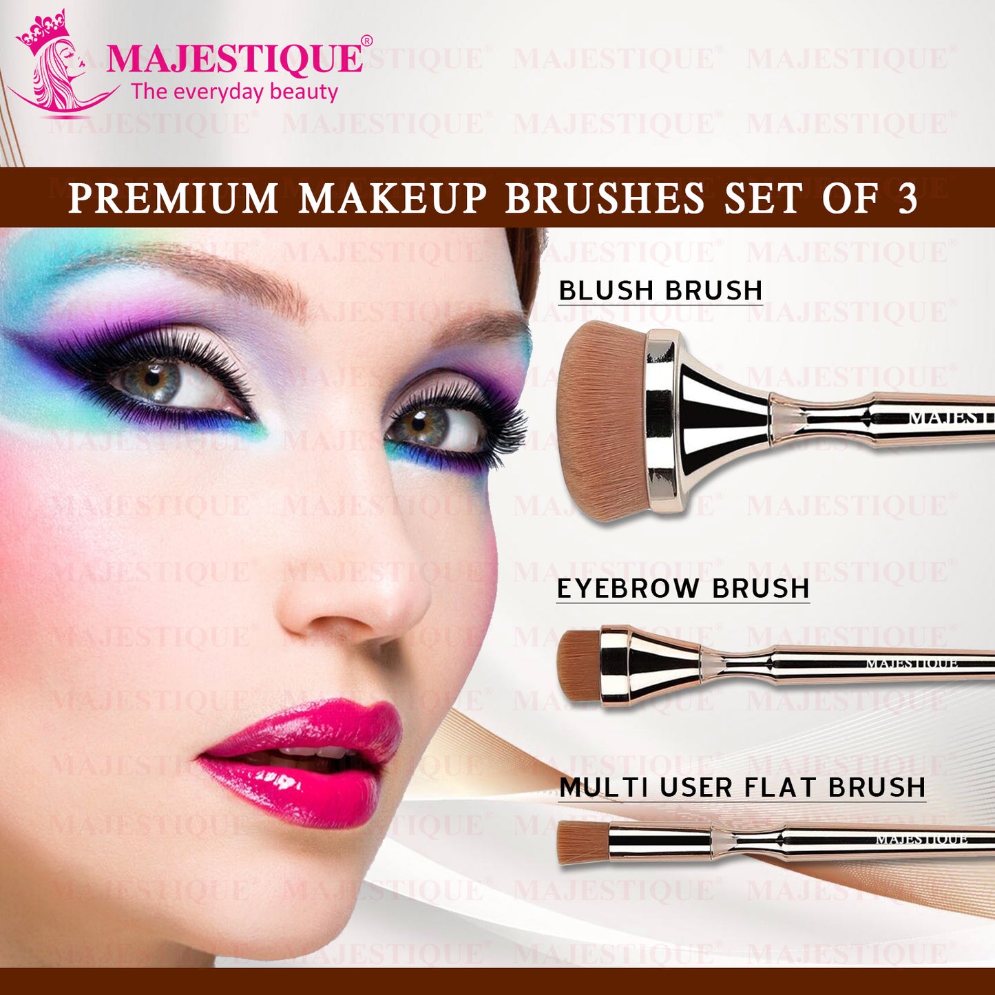 PREMIUM MAKEUP BRUSH SET- BLUSH, EYEBROW AND MULTIPURPOSE(PACK OF 3) CMB553
