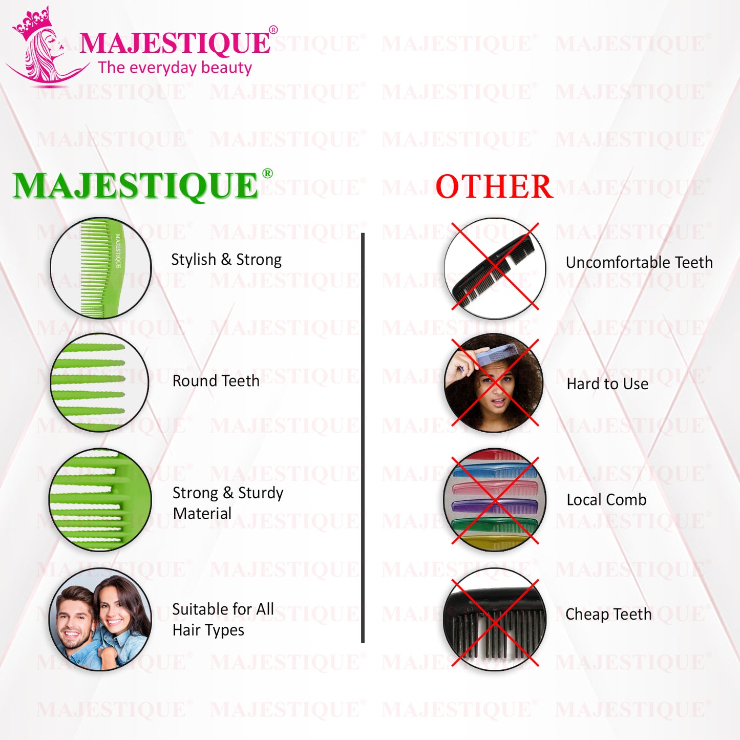 LONG HANDLE HAIR COMB Multicolor HR115