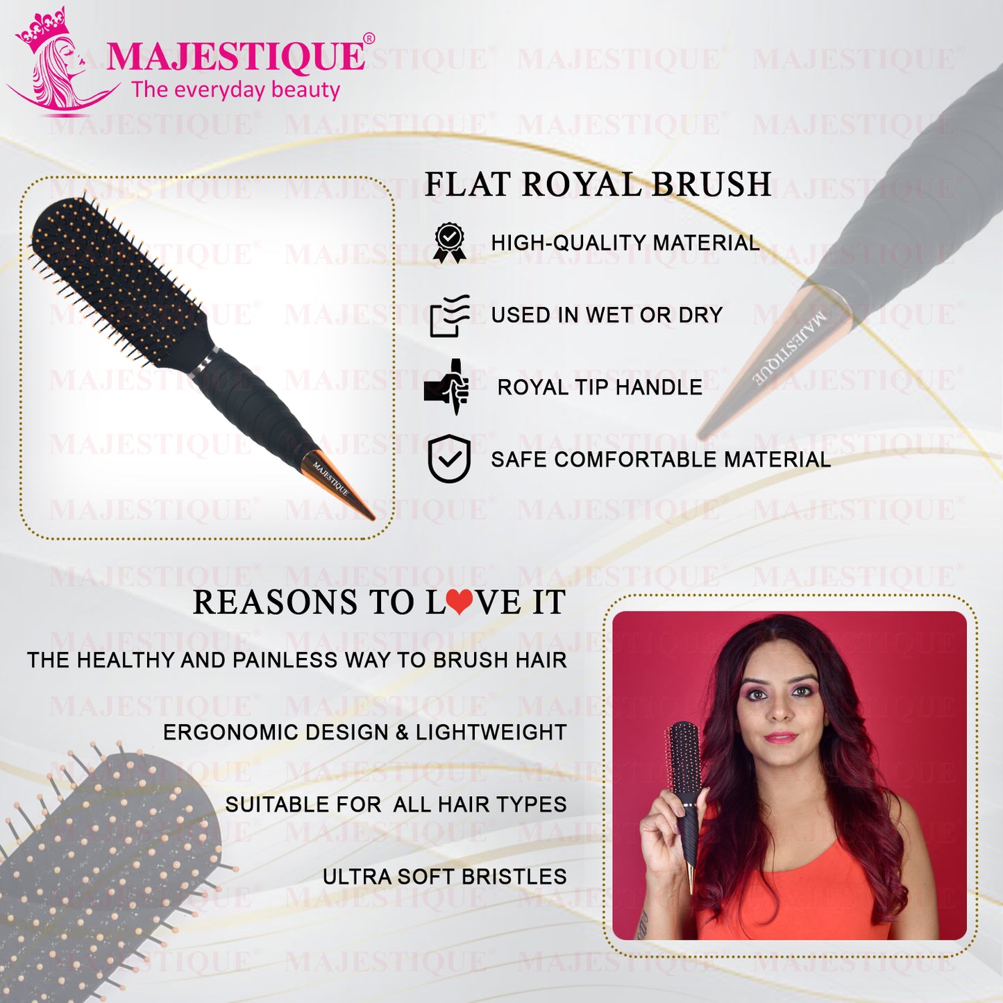 FLAT ROYAL TIP BLACK VENT BRUSH HR155