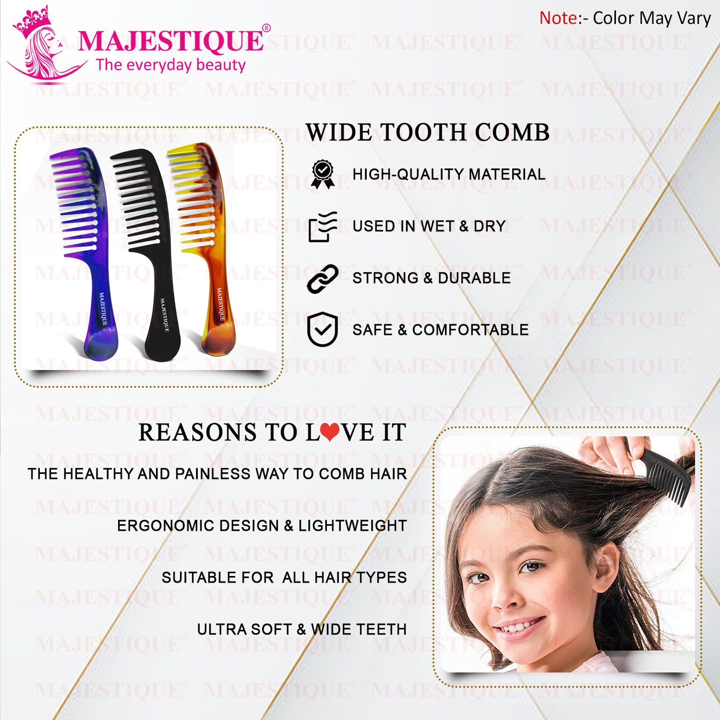 HAIR DETANGLING COMB WITH WIDE TEETH HR112