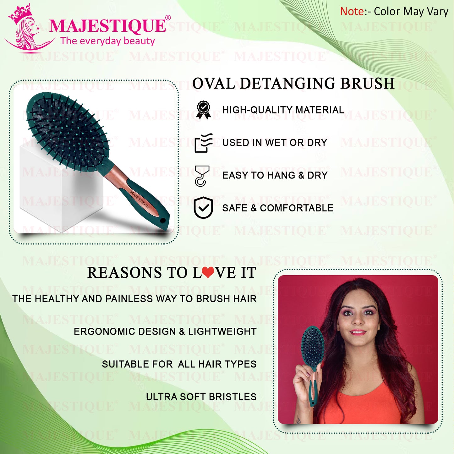 OVEL GREEN VELVET CUSHION BRUSH HR150