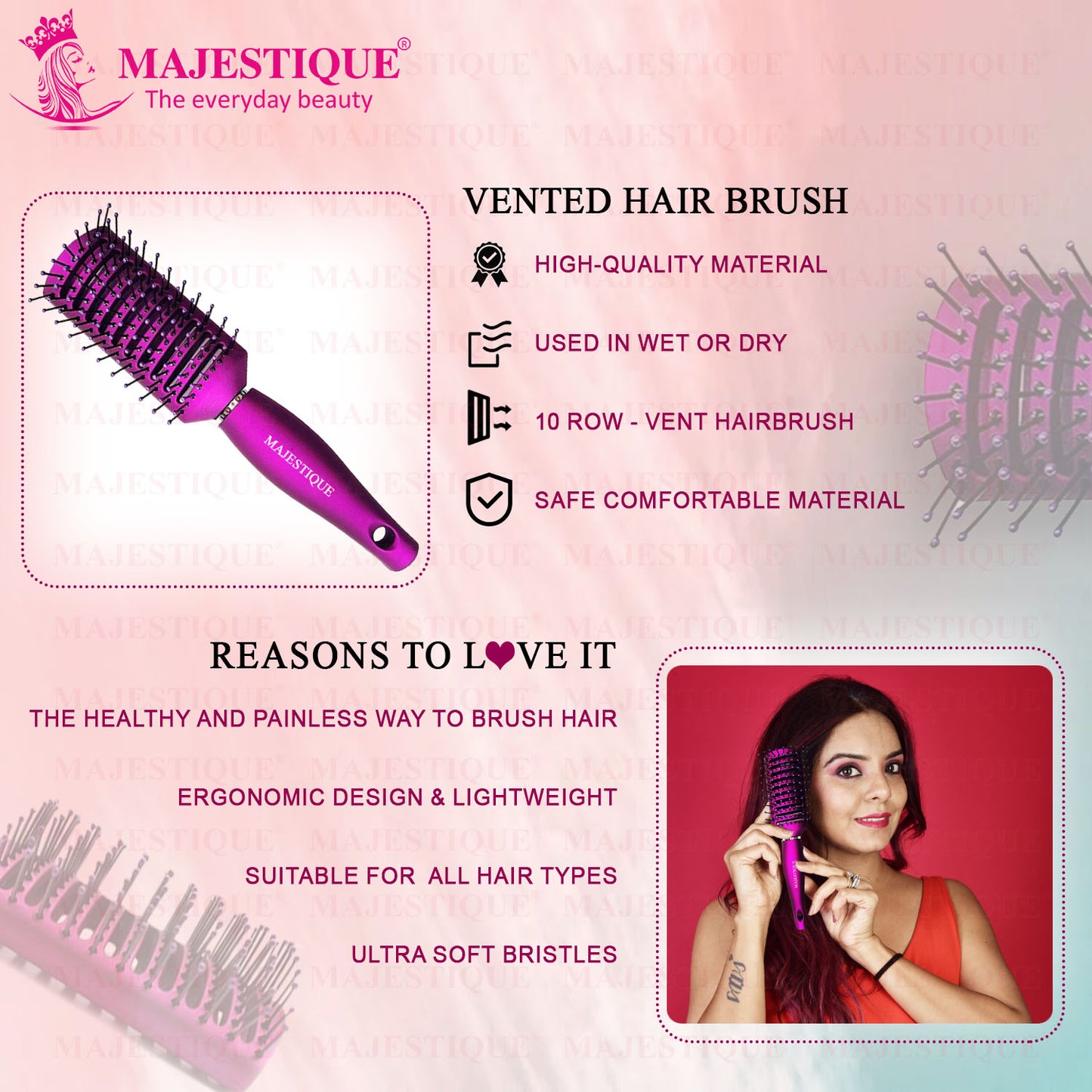 PURPLE Vent Hair Brush HR104