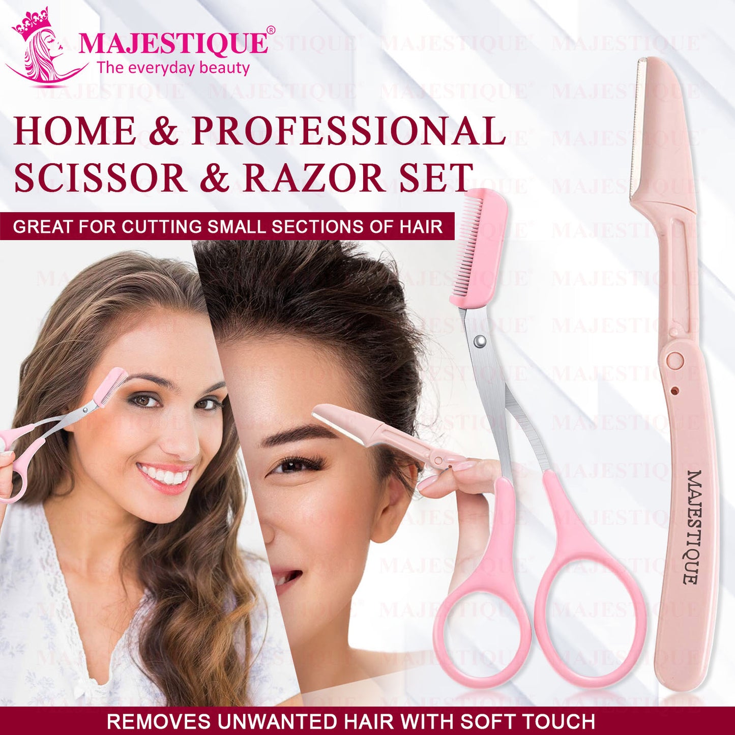 EYEBROW TRIMMING SCISSOR & FACE RAZOR(3PCS) Multicolor