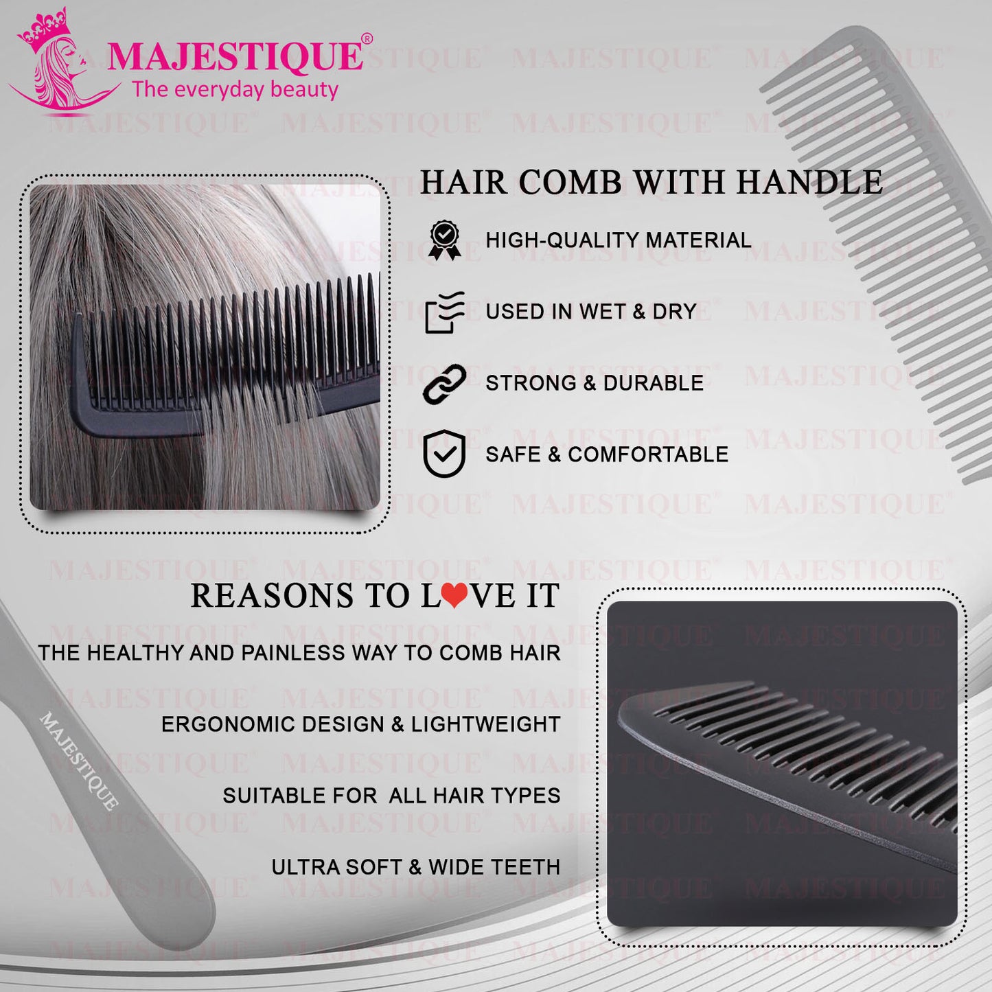 HAIR COMB WITH HANDLE HR 122