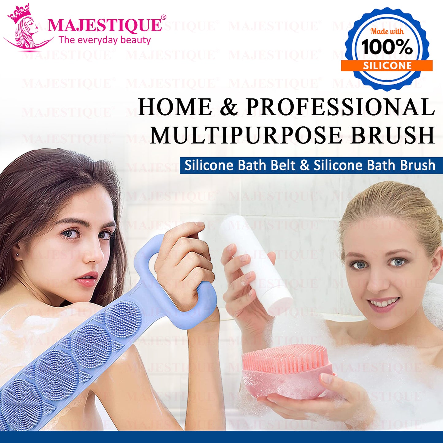 SILICON BATH BRUSH AND BATH BELT (PACK OF 2) CMB550