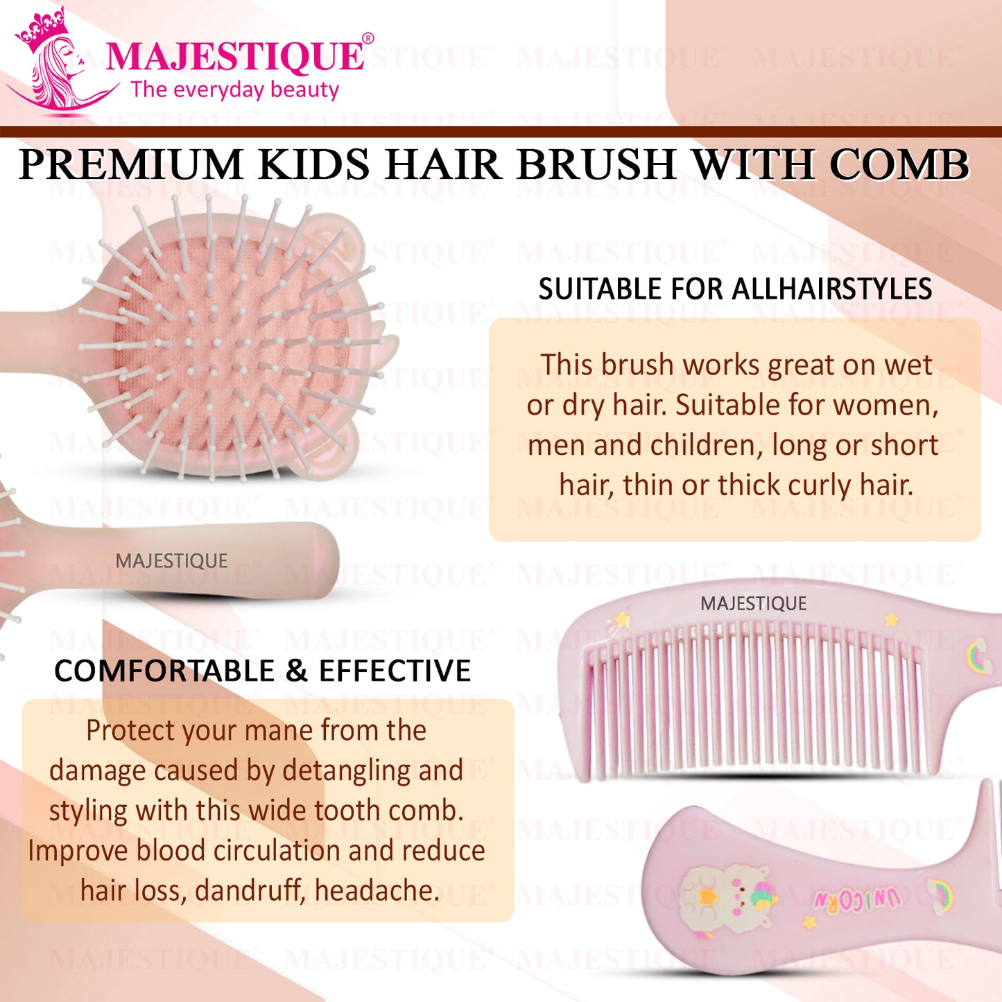 Kids Hair Grooming Set (2 Pc) Multicolor Hr178