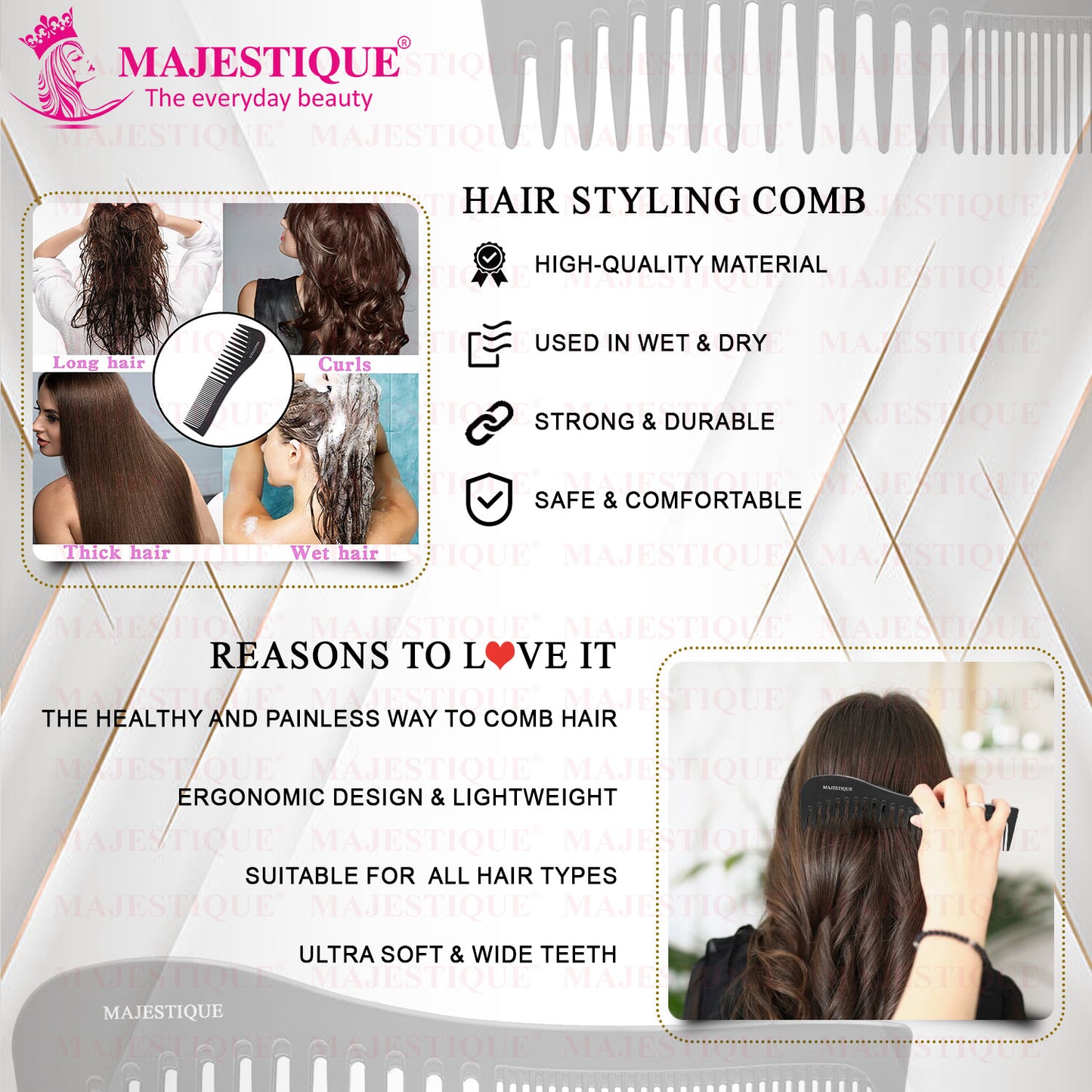 HAIR STYLING COMB BLACK HR127